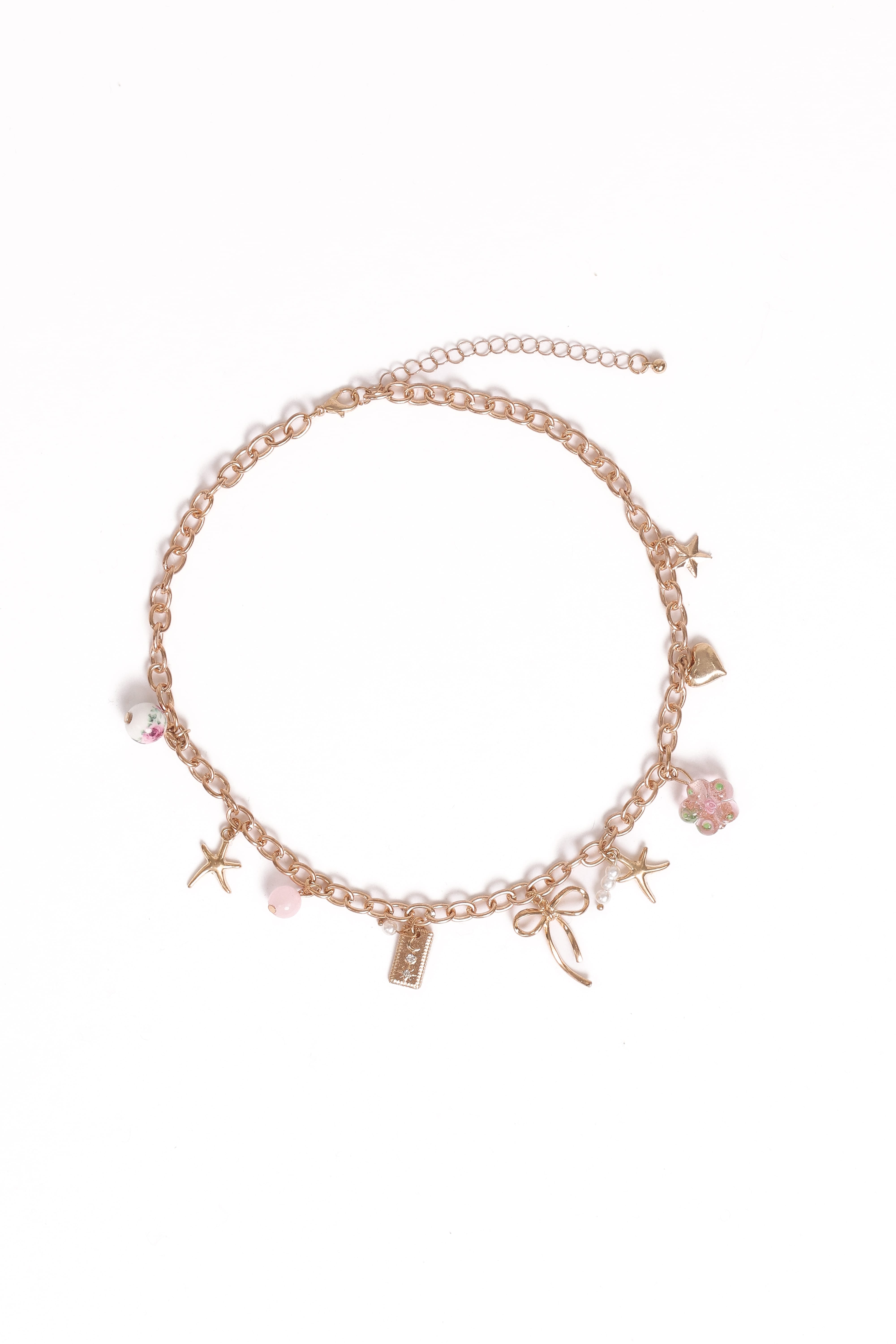 Sienna Charm Necklace - Gold Pink