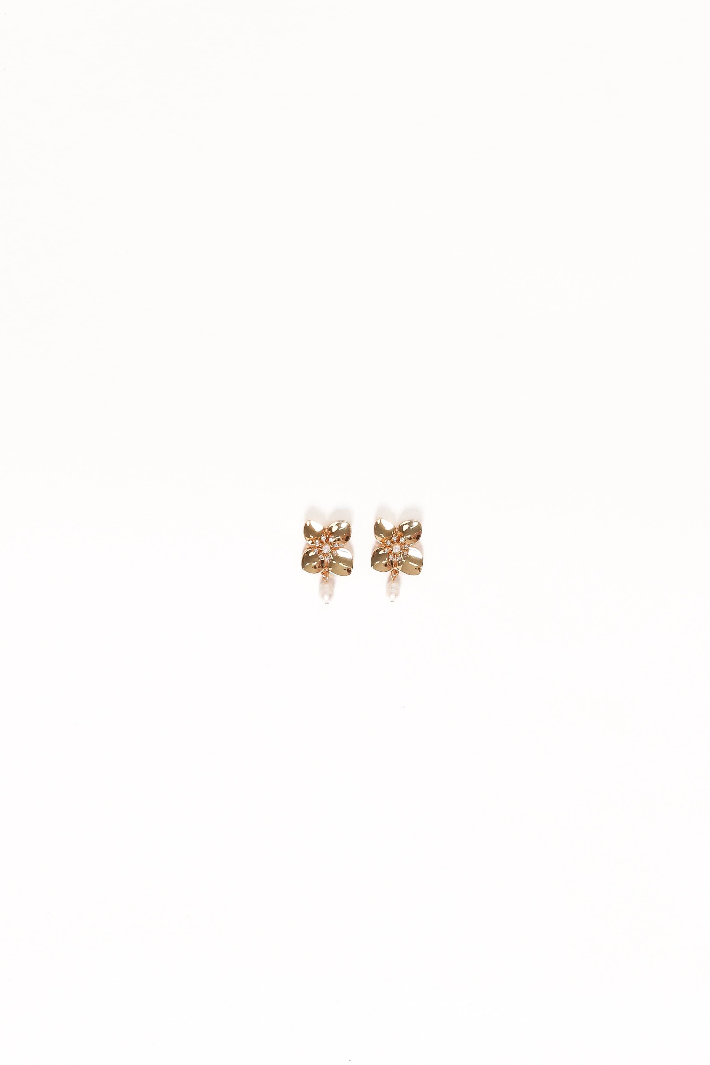 Trina Flower Earrings - Gold/Pearl