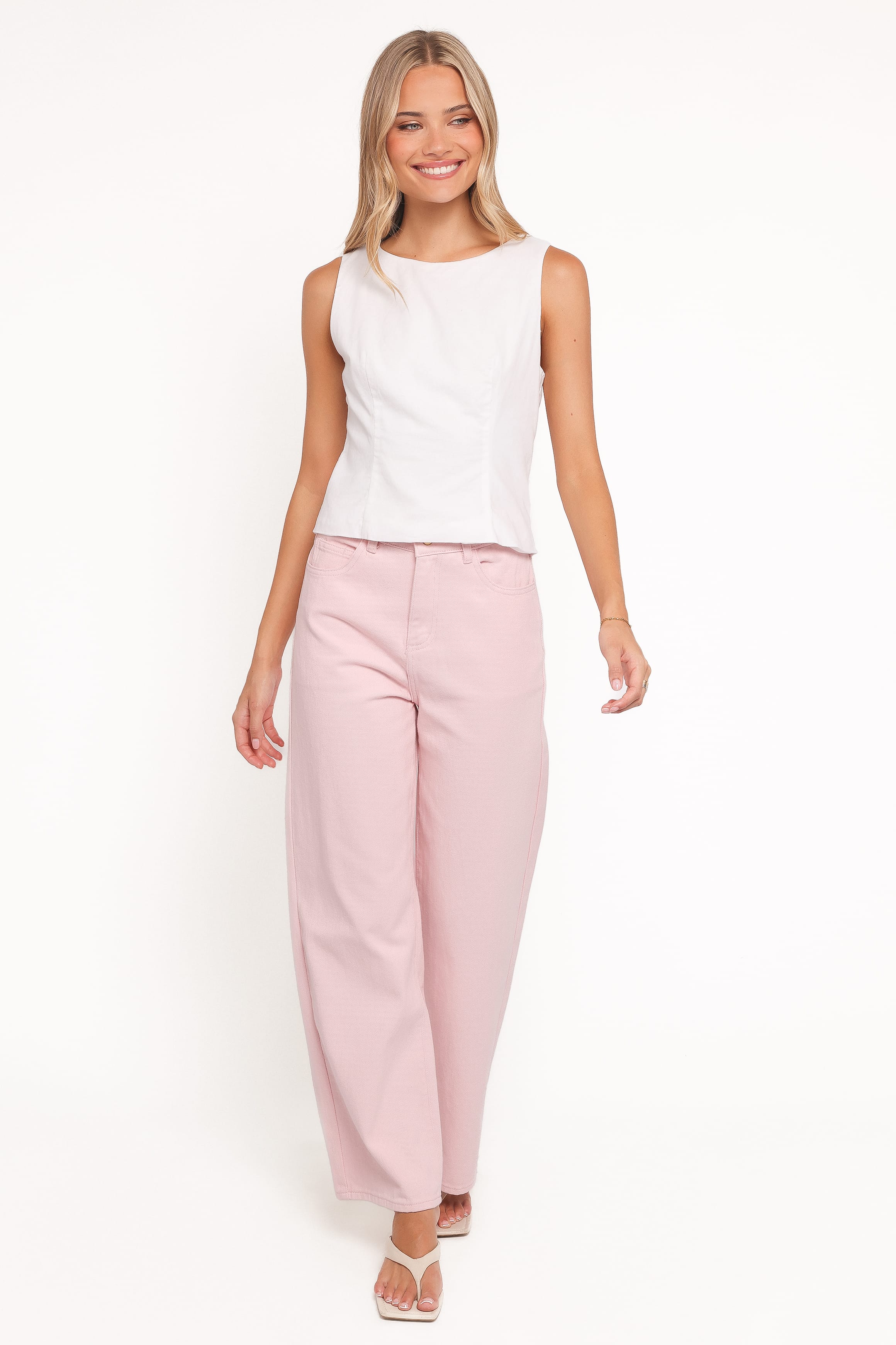 Ailis Wide Leg Jean - Dusty Pink