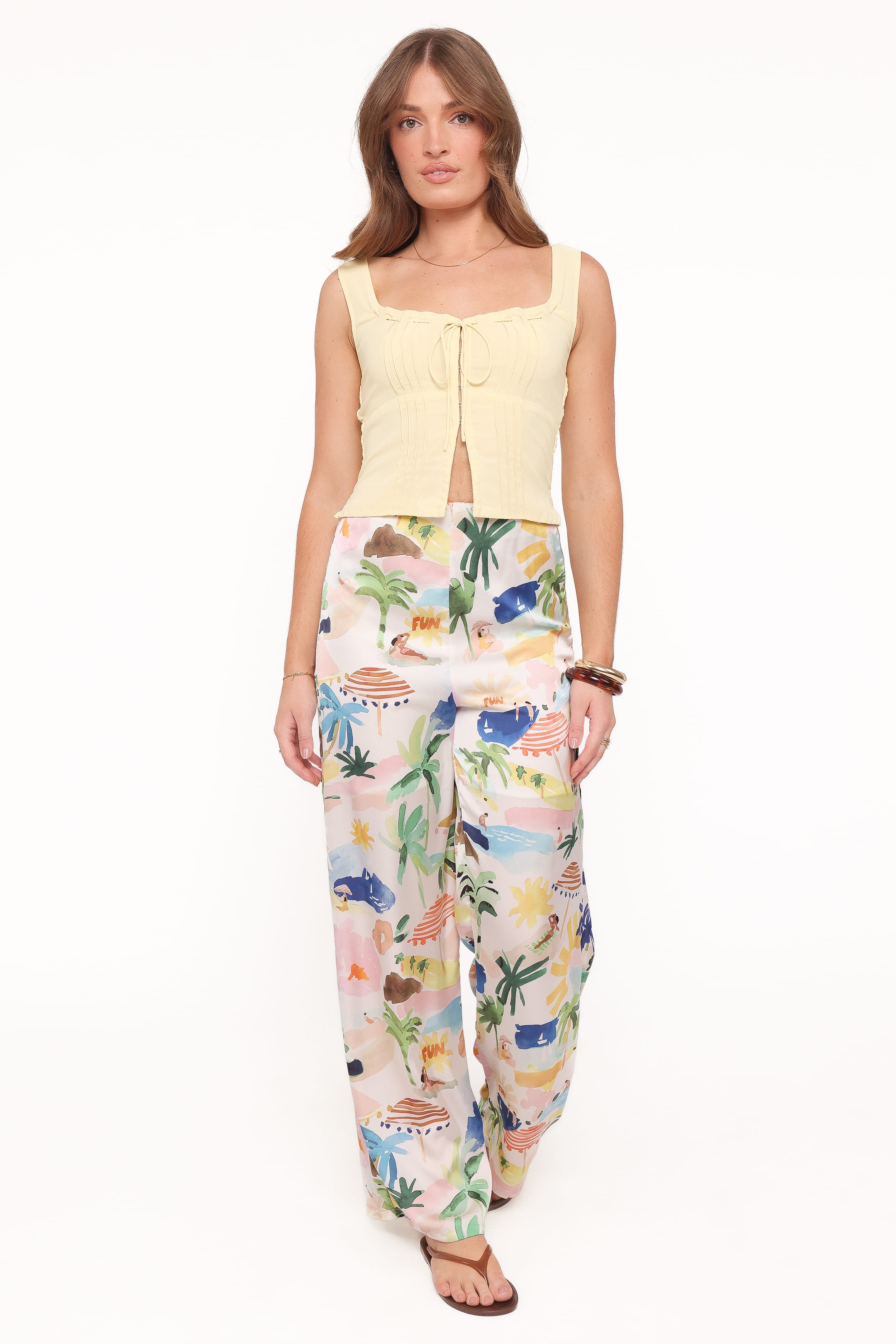 Alba Wide Leg Pant - Cream Resort Isle