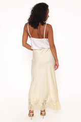 Alira Lace Trim Midi Skirt - Yellow
