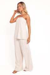 Arles Wide Leg Pants - Oatmeal