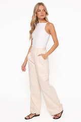 Asher Tie Detail Tapered Leg Pants - Cream