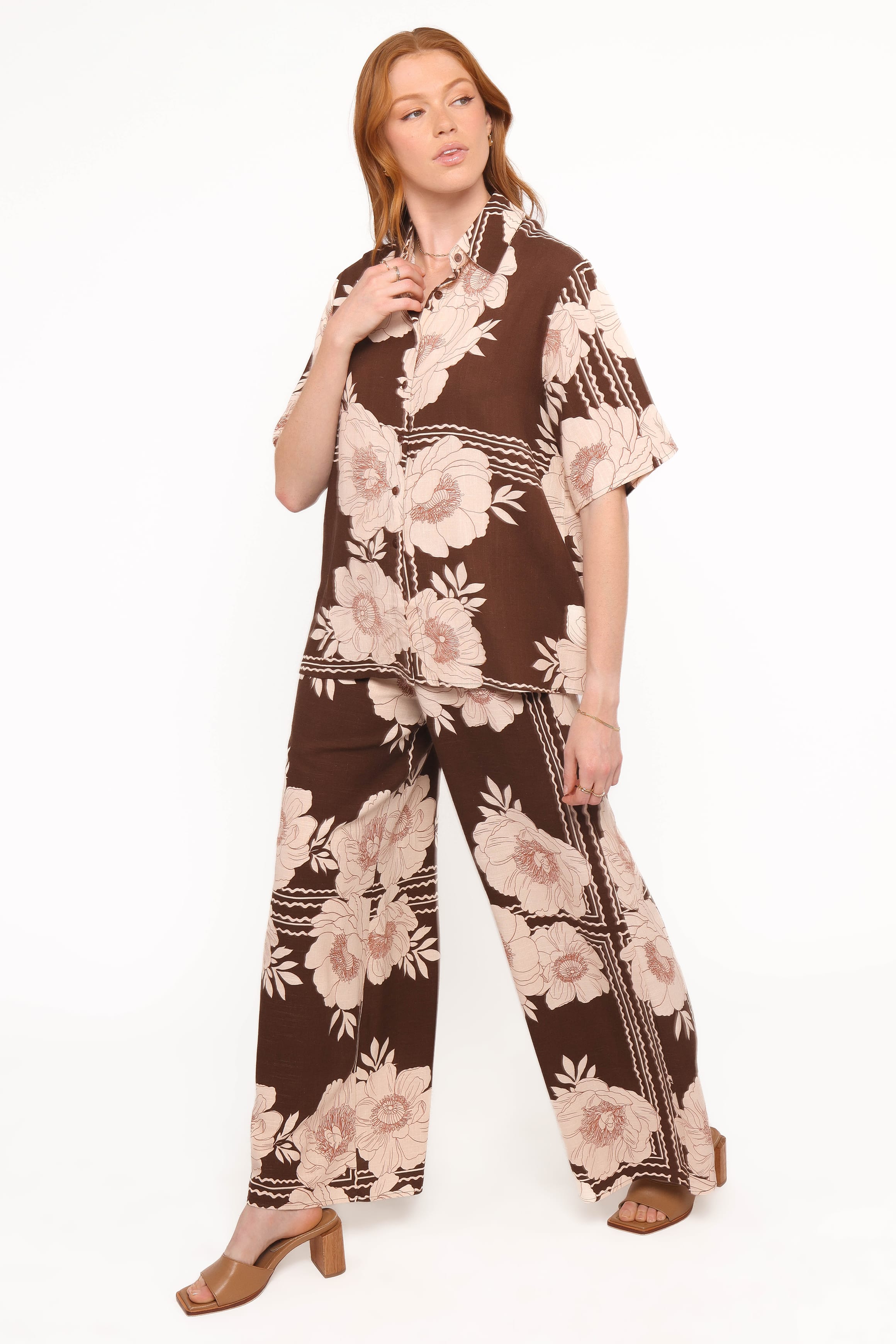 Bernadine Wide Leg Pant - Brown Floral