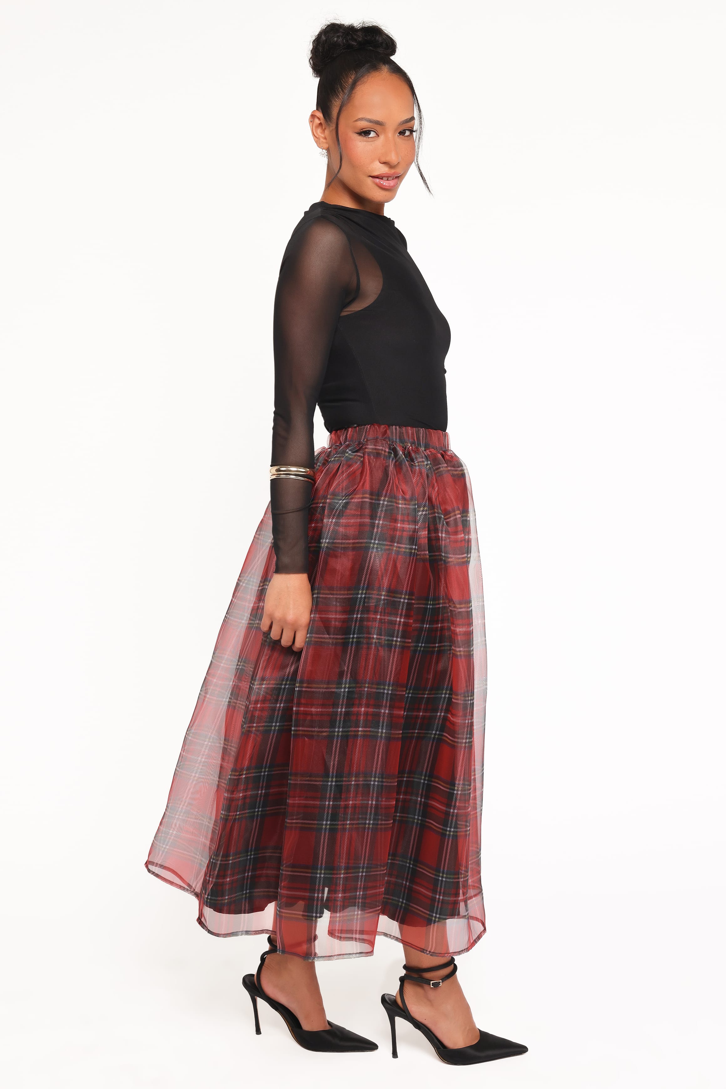 Bonita Midi Skirt - Red Plaid