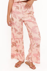 Brayden Wide Leg Linen Pant - Pink Floral