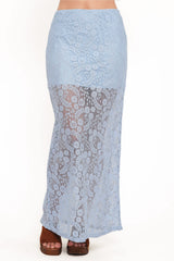 Brittany Lace Maxi Skirt - Blue