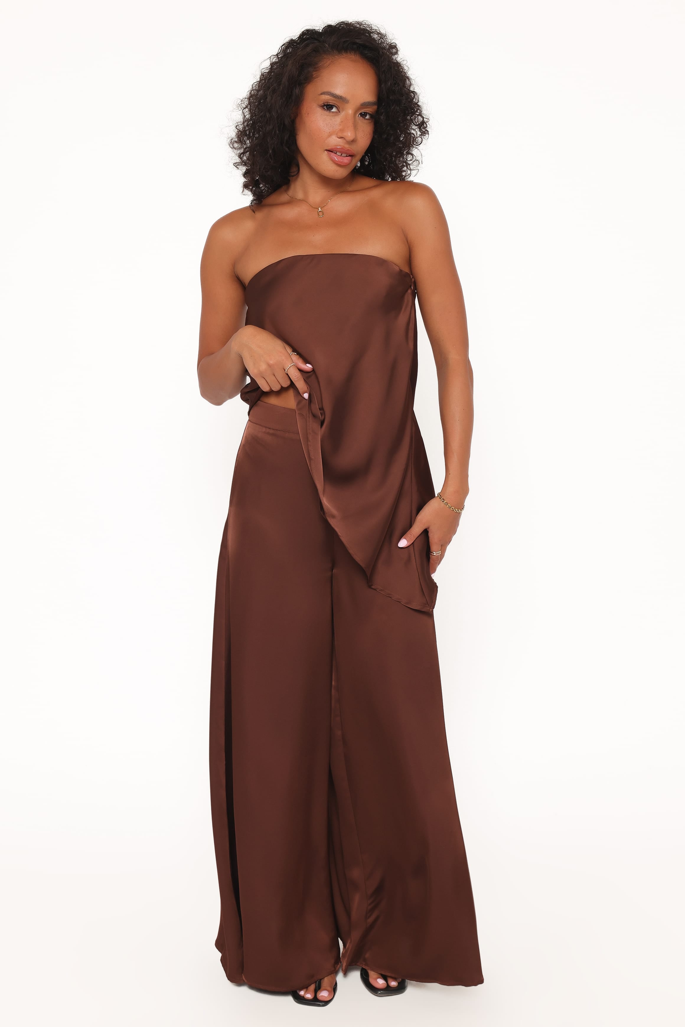 Charmer Wide Leg Pant - Dark Brown