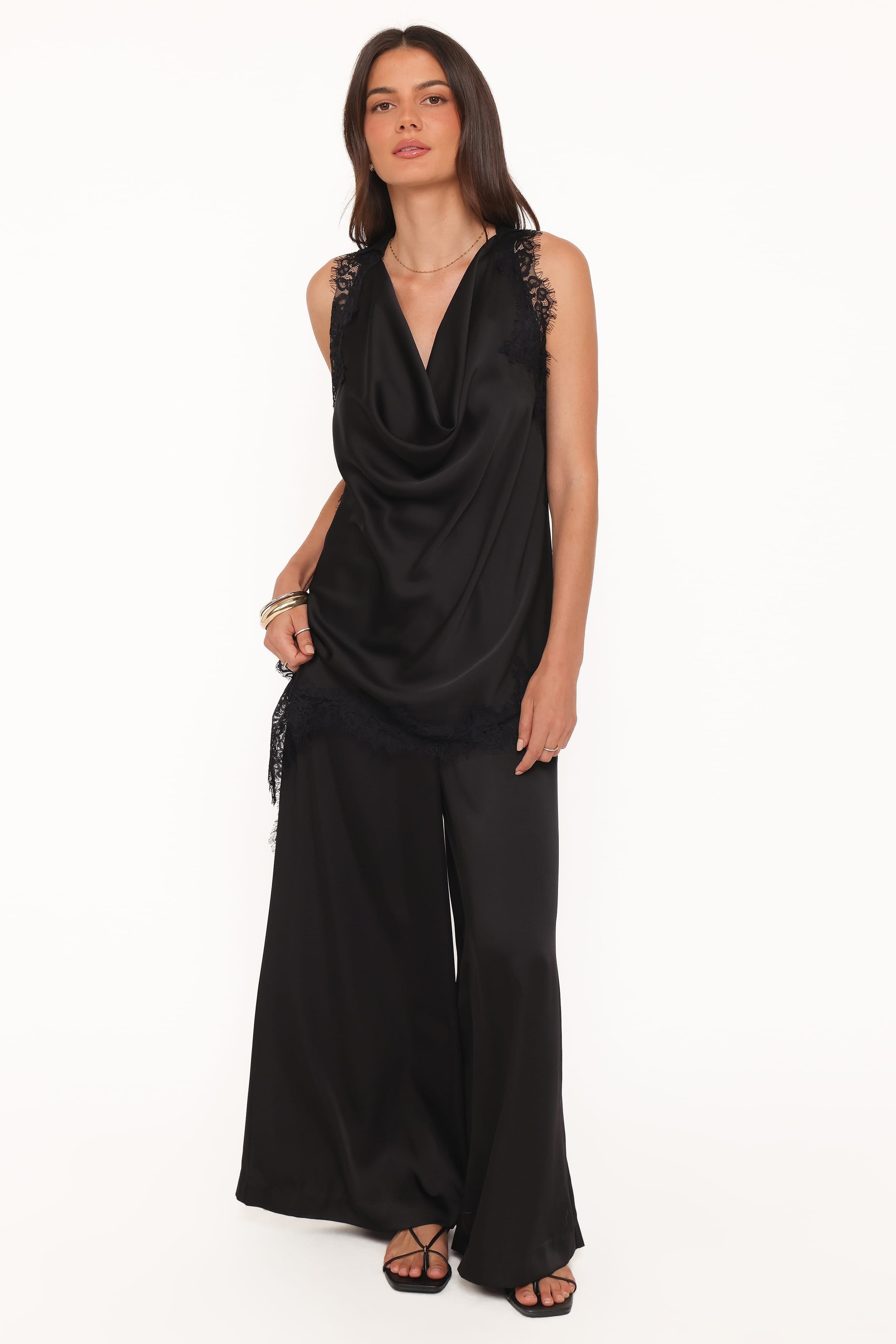 Clara Wide Leg Tailored Pant - Black