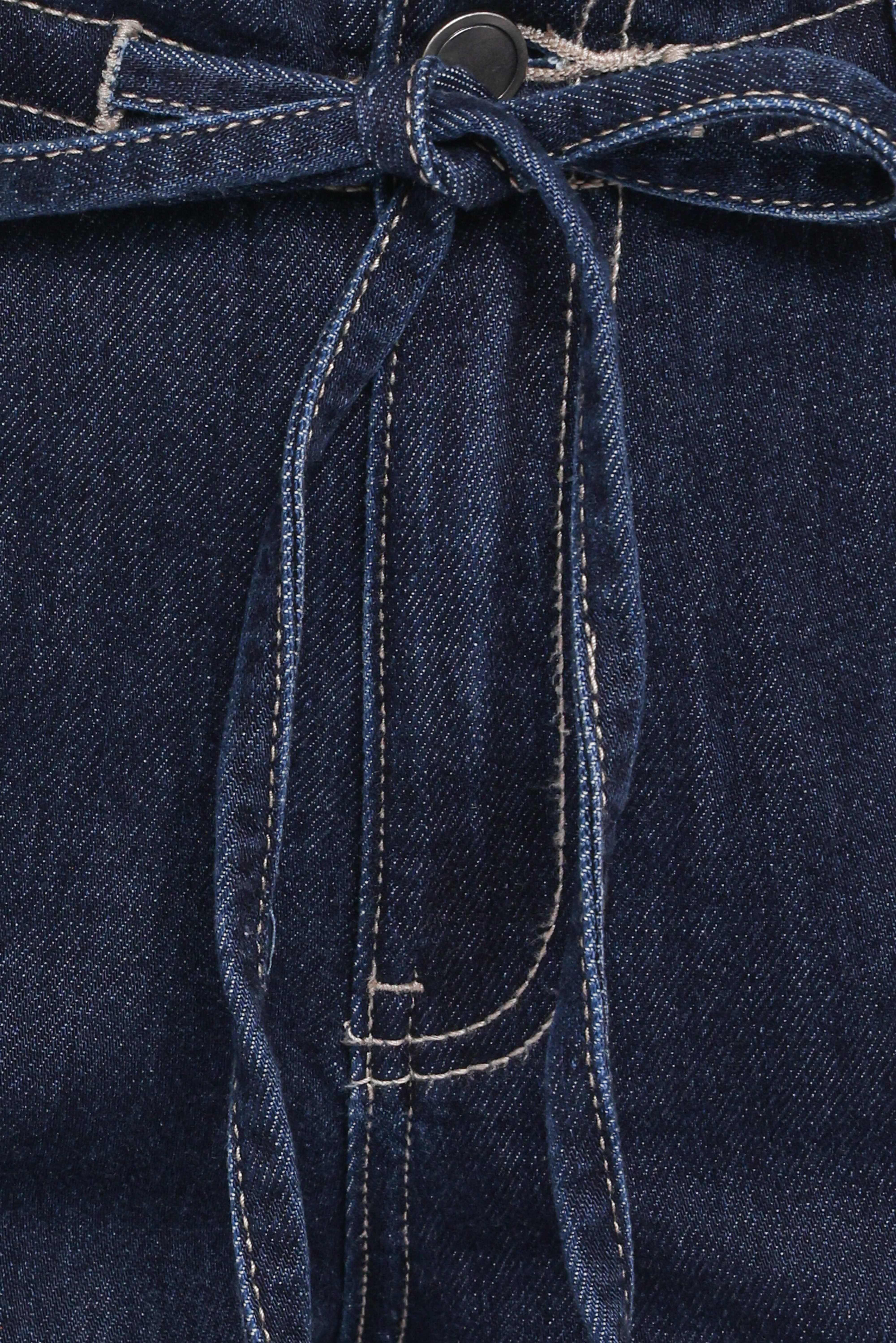 Clover Drawstring Wide Leg Jeans - Dark Wash