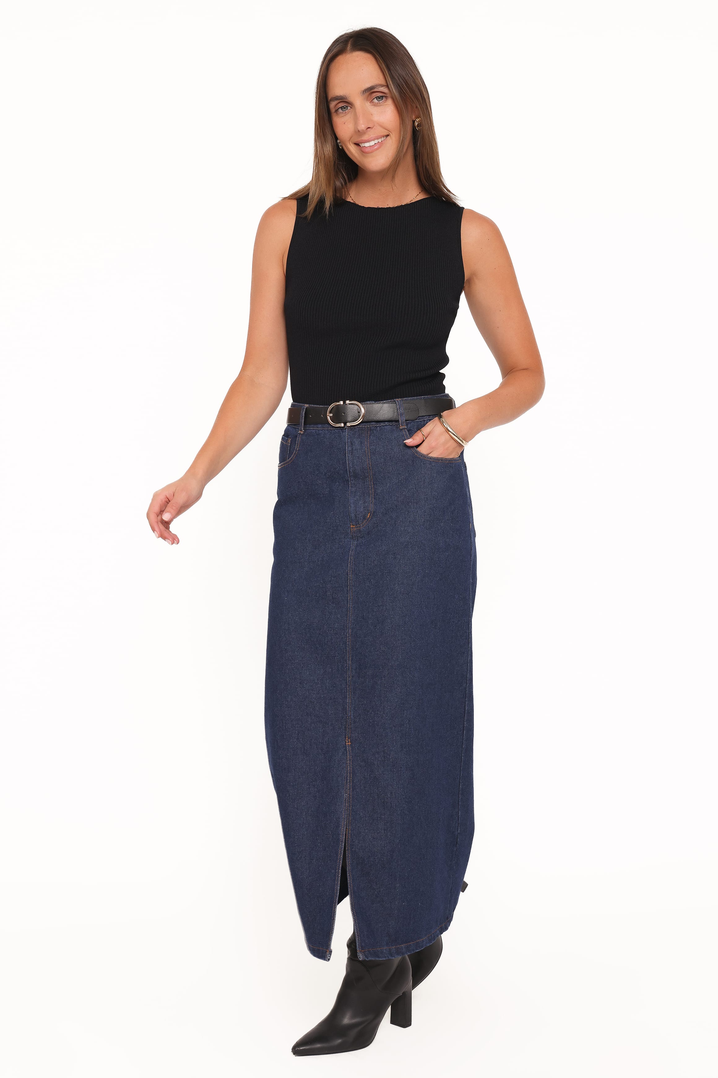 Dana Denim Midi Skirt - Midnight