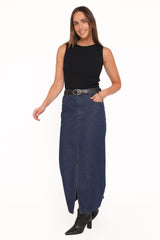Dana Denim Midi Skirt - Midnight