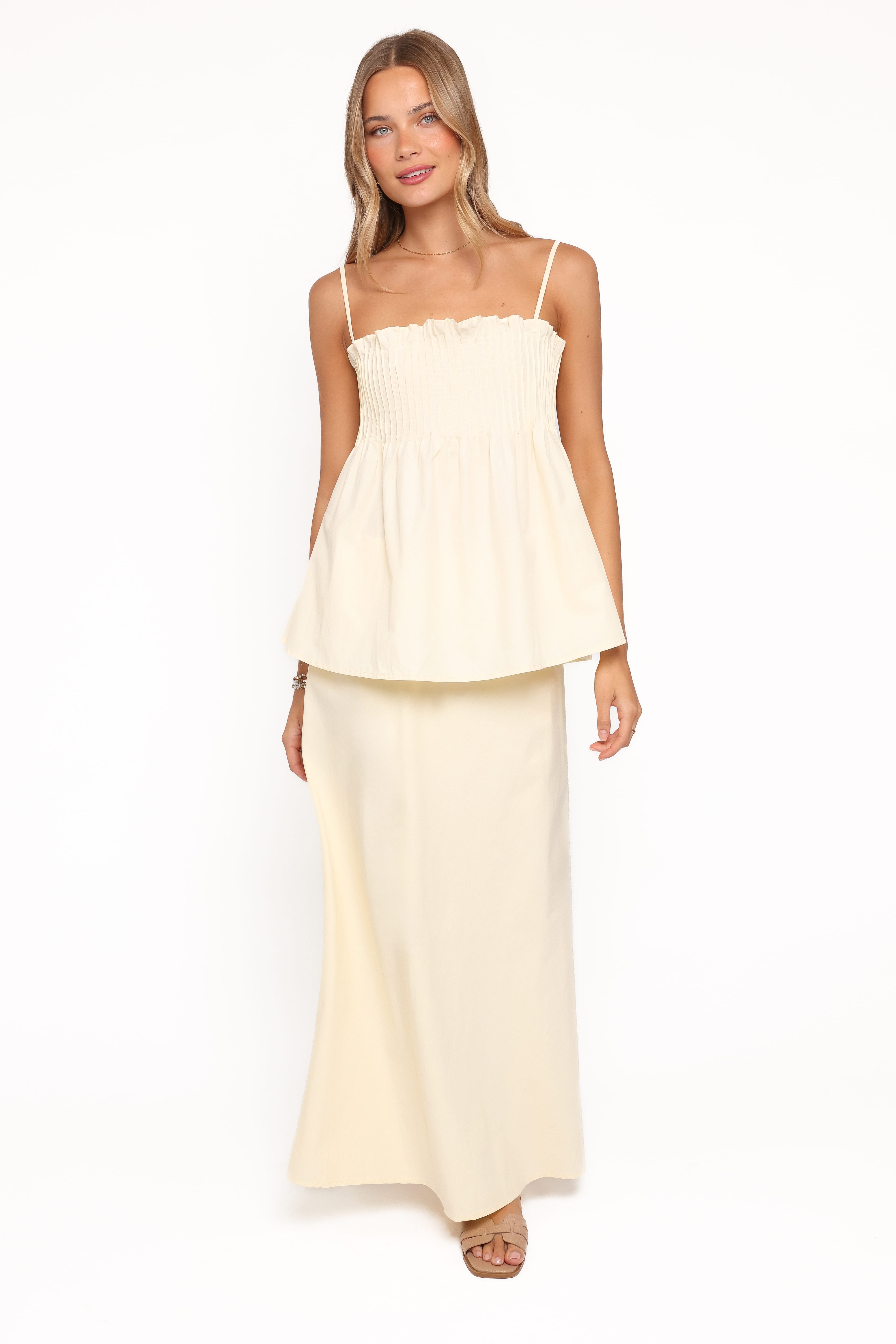 Elena Cotton Maxi Skirt - Butter Yellow