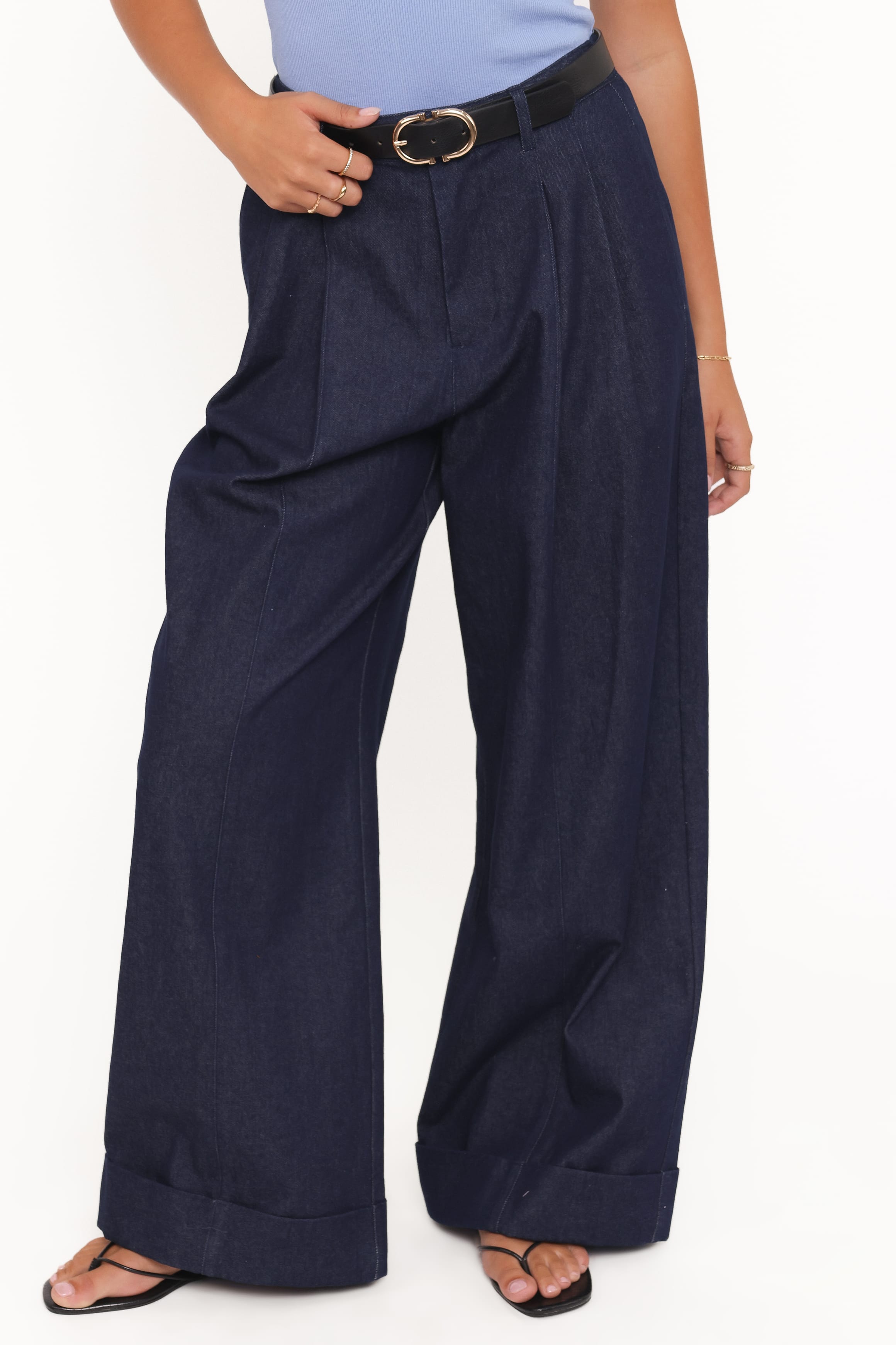 Elinor Cuffed Denim Pant - Dark Wash