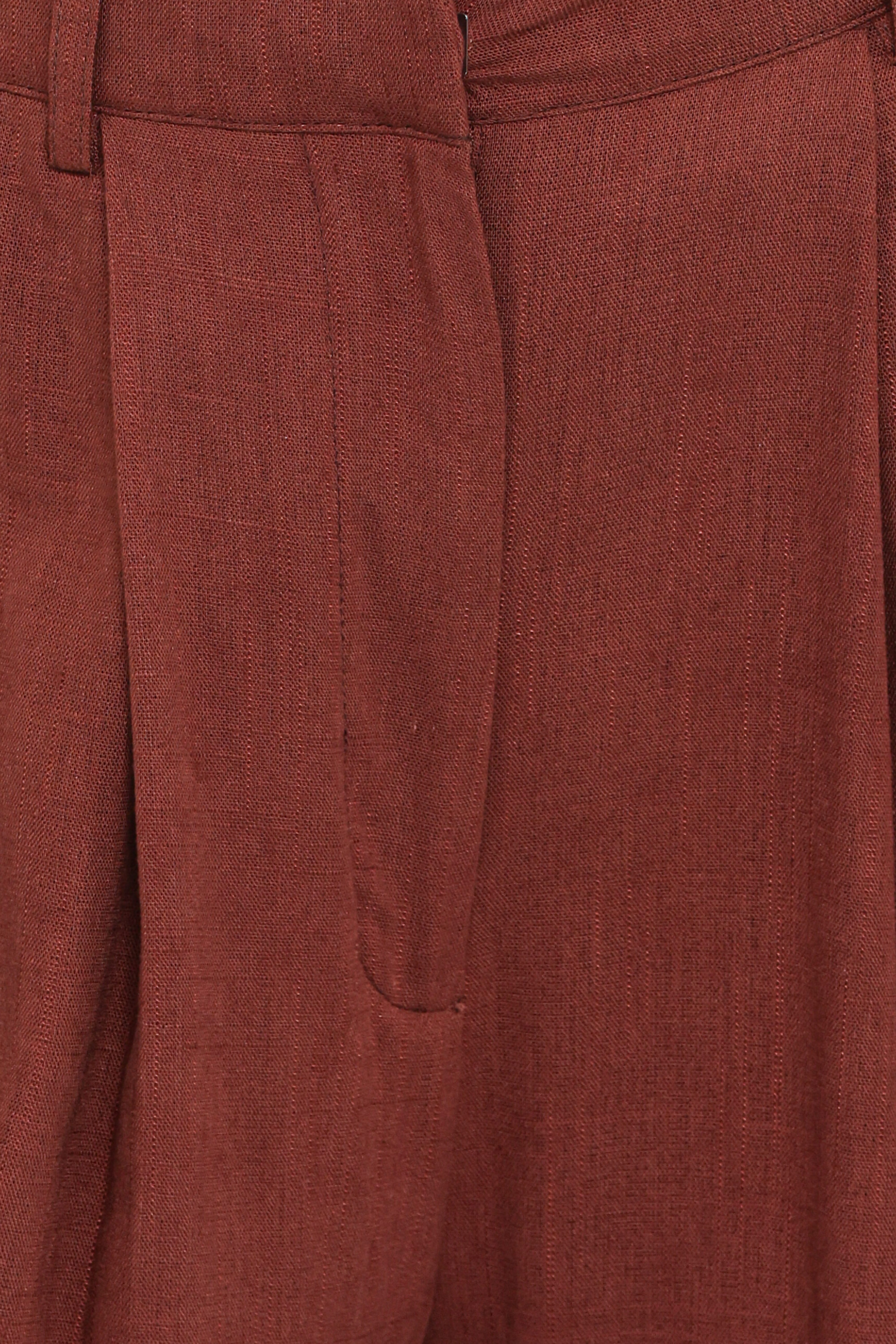 Elinor Cuffed Linen Pant - Brown