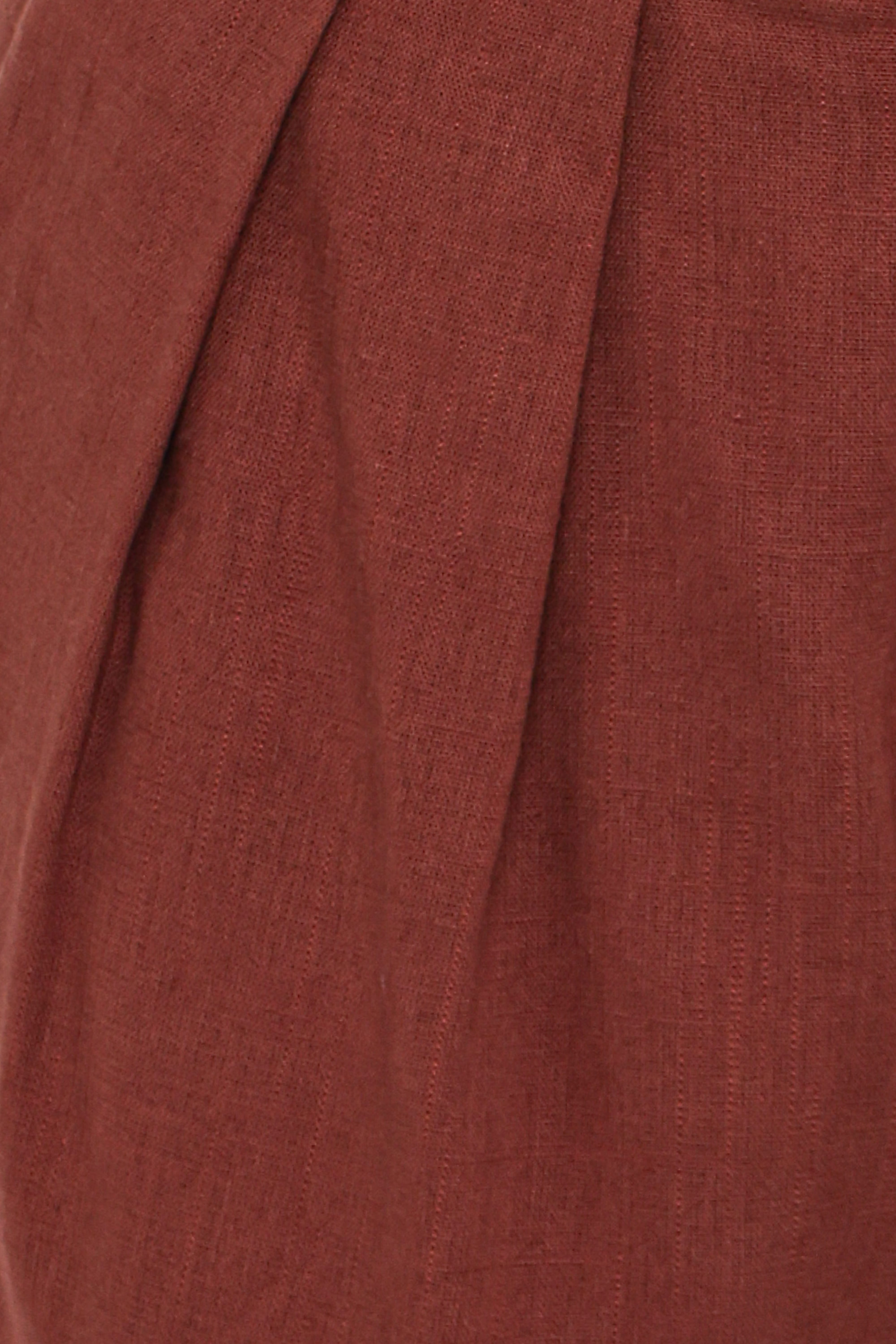 Elinor Cuffed Linen Short - Brown