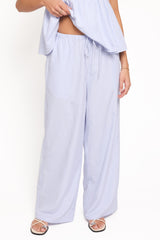 Elowen Wide Leg Pants - Blue Gingham
