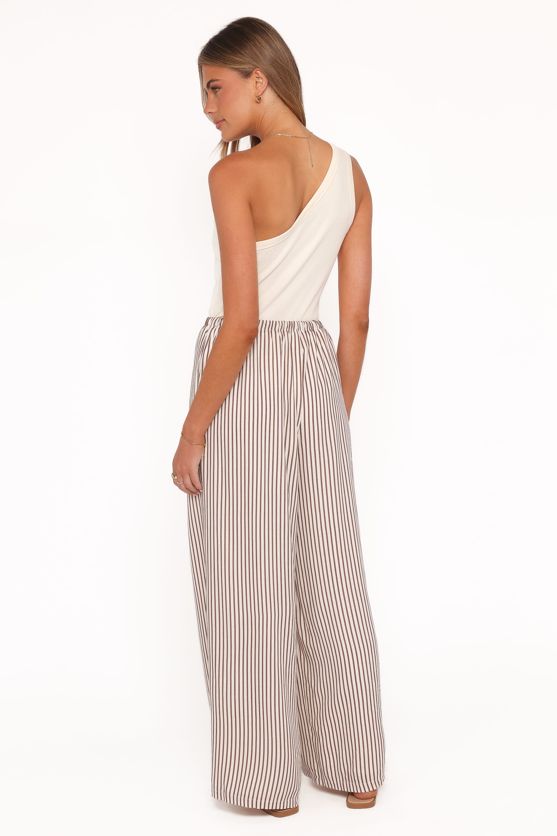 Elowen Wide Leg Pants - Brown Stripe