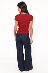 Evandra Straight Leg Denim Trouser Pant - Indigo