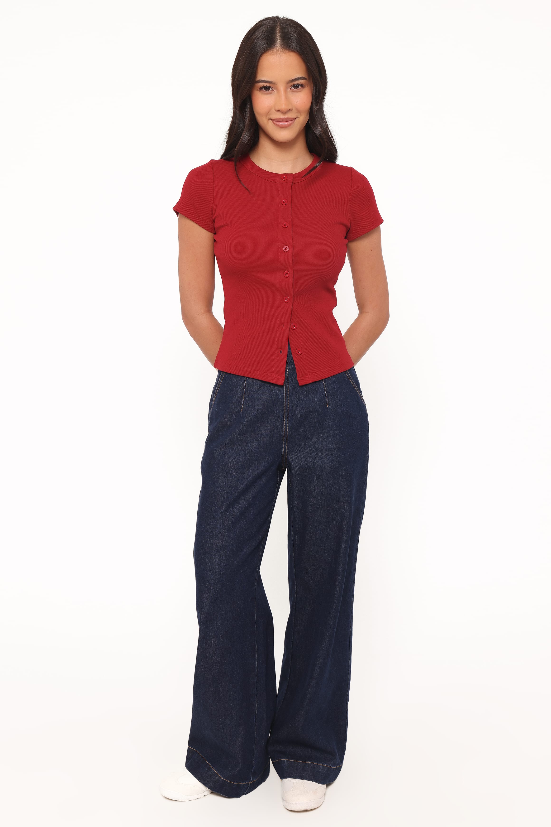 Evandra Straight Leg Denim Trouser Pant - Indigo