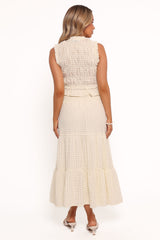 Farica Gingham Midi Skirt - Cream