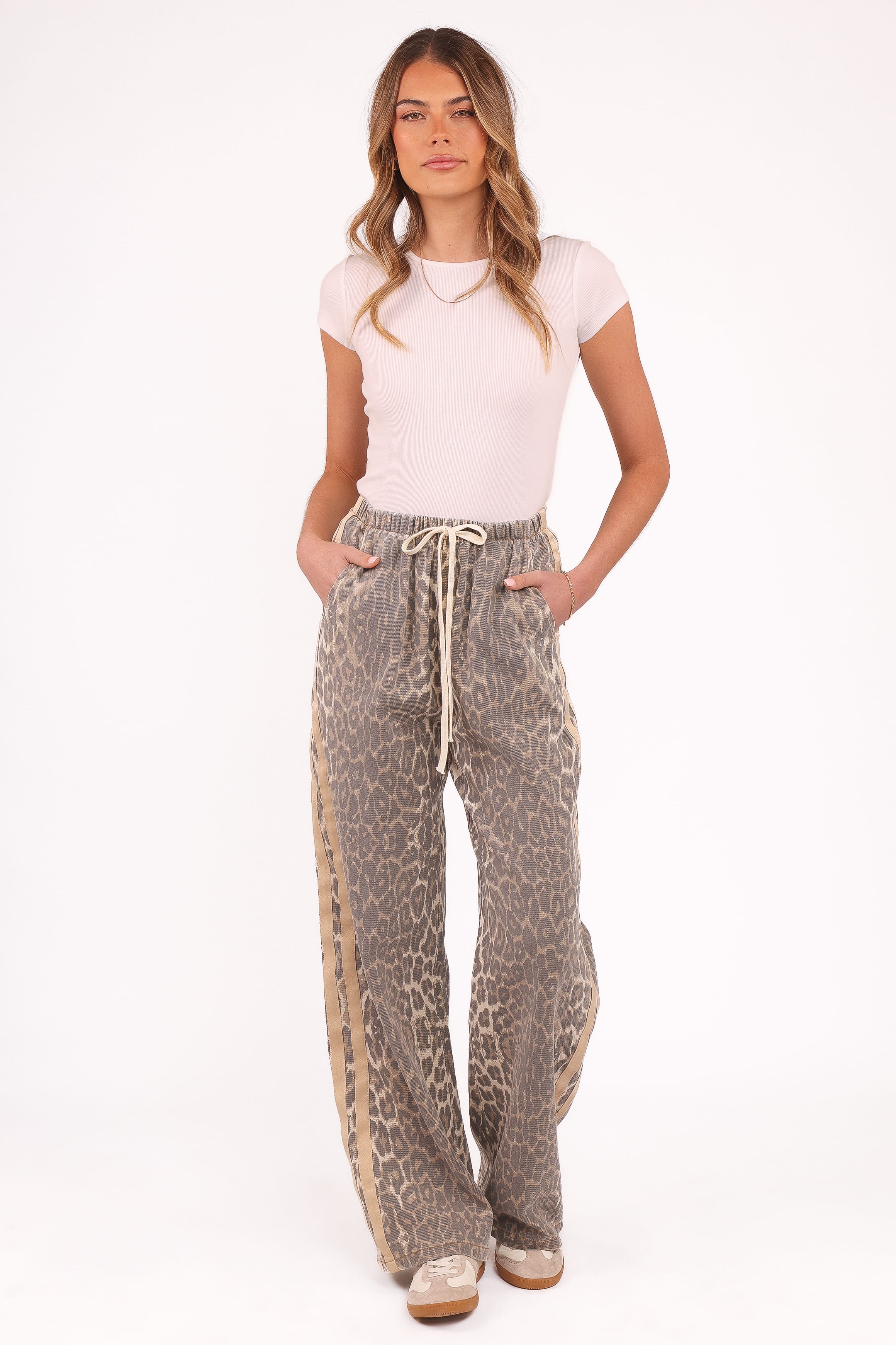 Fletcher Denim Racer Pants - Leopard