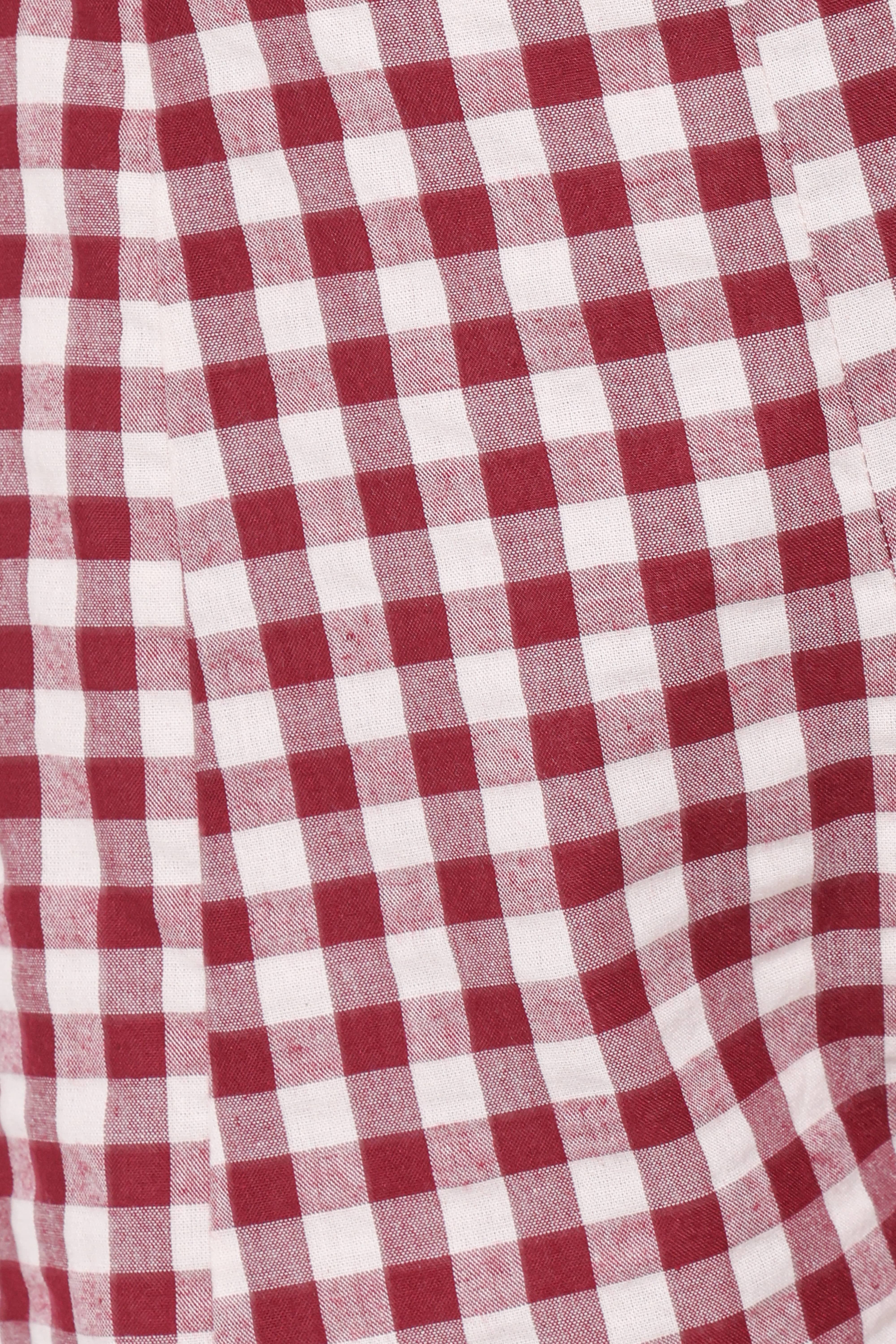 Landon Fitted Shorts - Burgundy Gingham