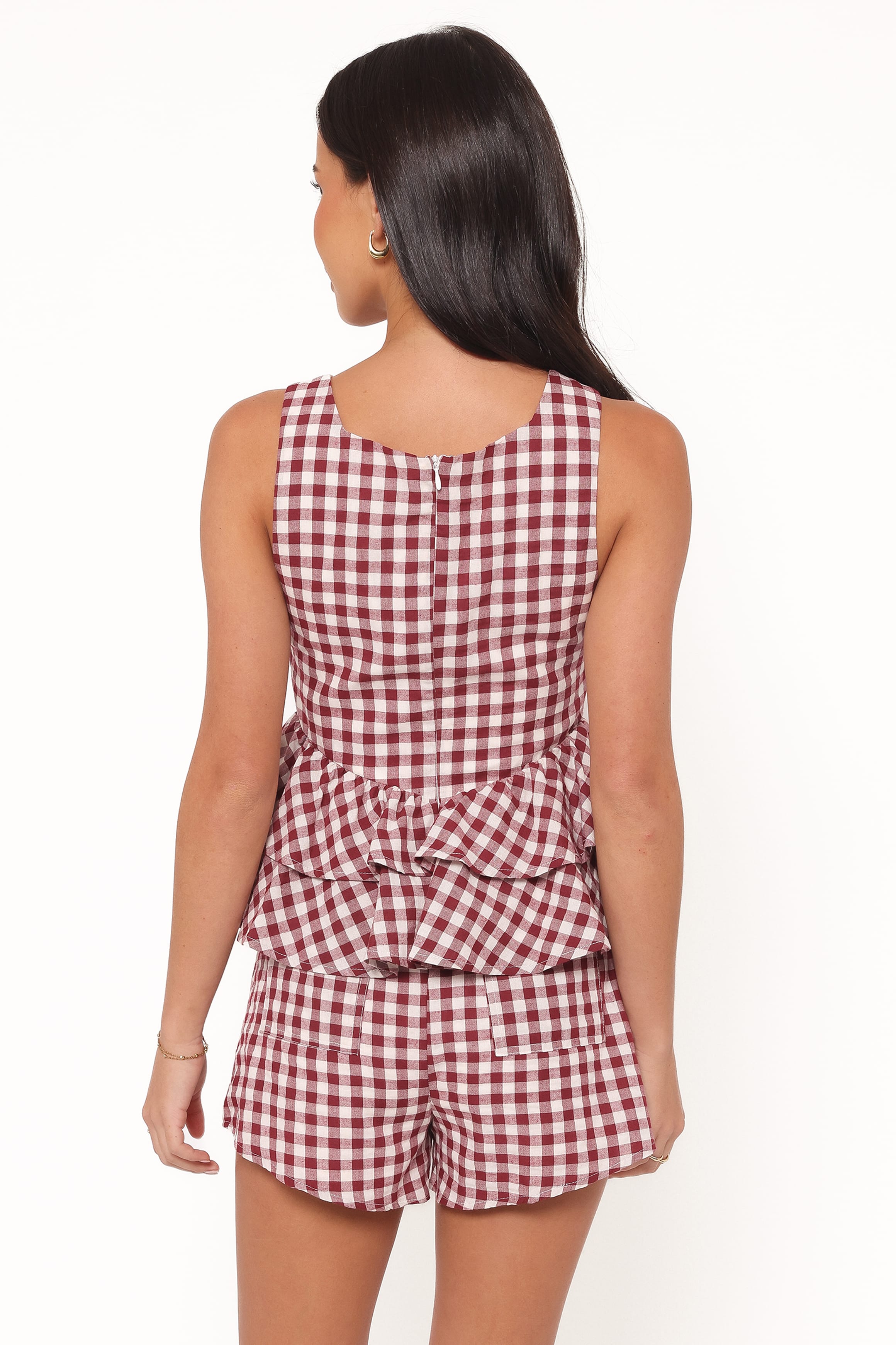 Landon Fitted Shorts - Burgundy Gingham