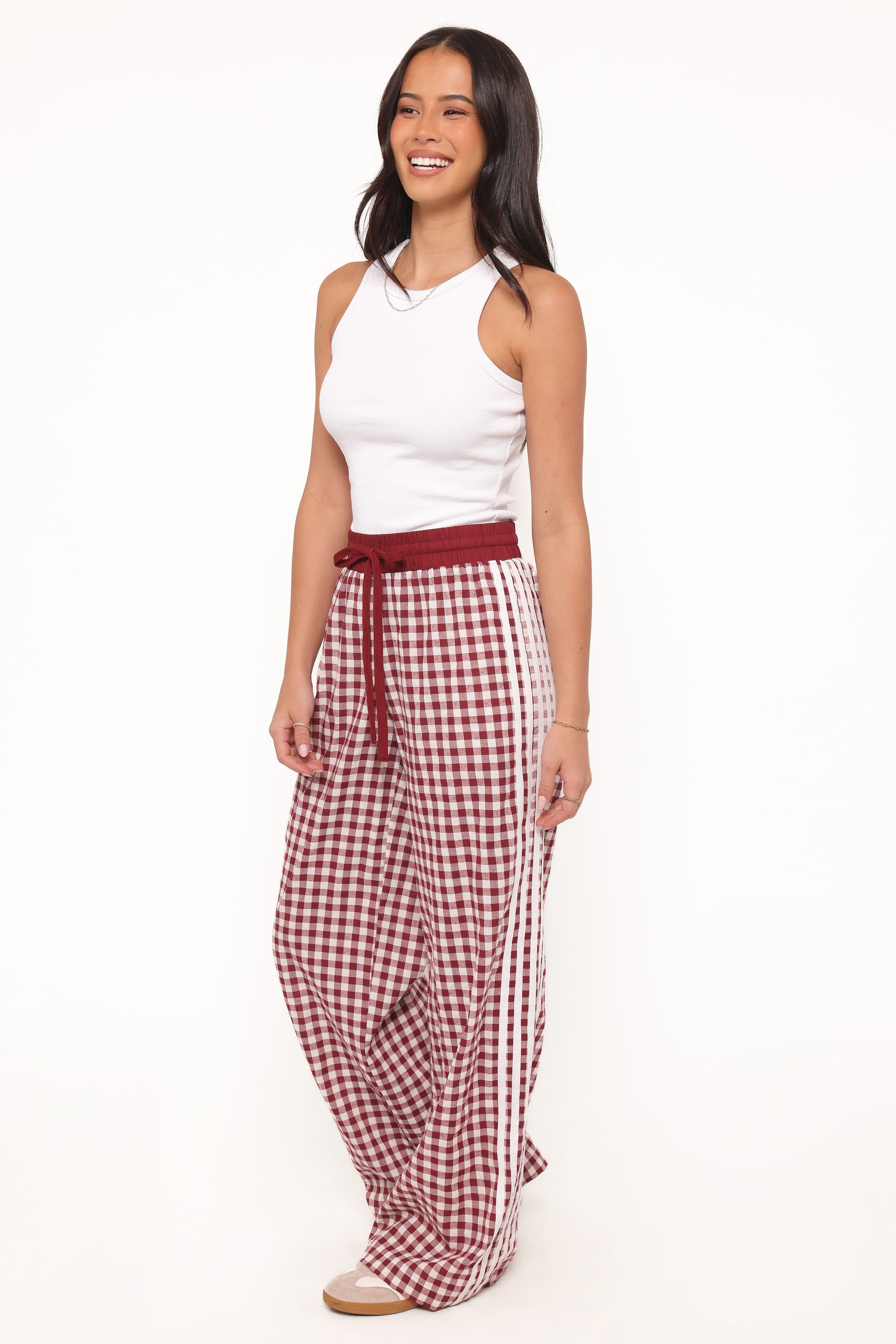 Lawson Track Pants - Burgundy Gingham
