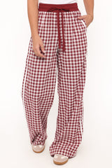 Lawson Track Pants - Burgundy Gingham
