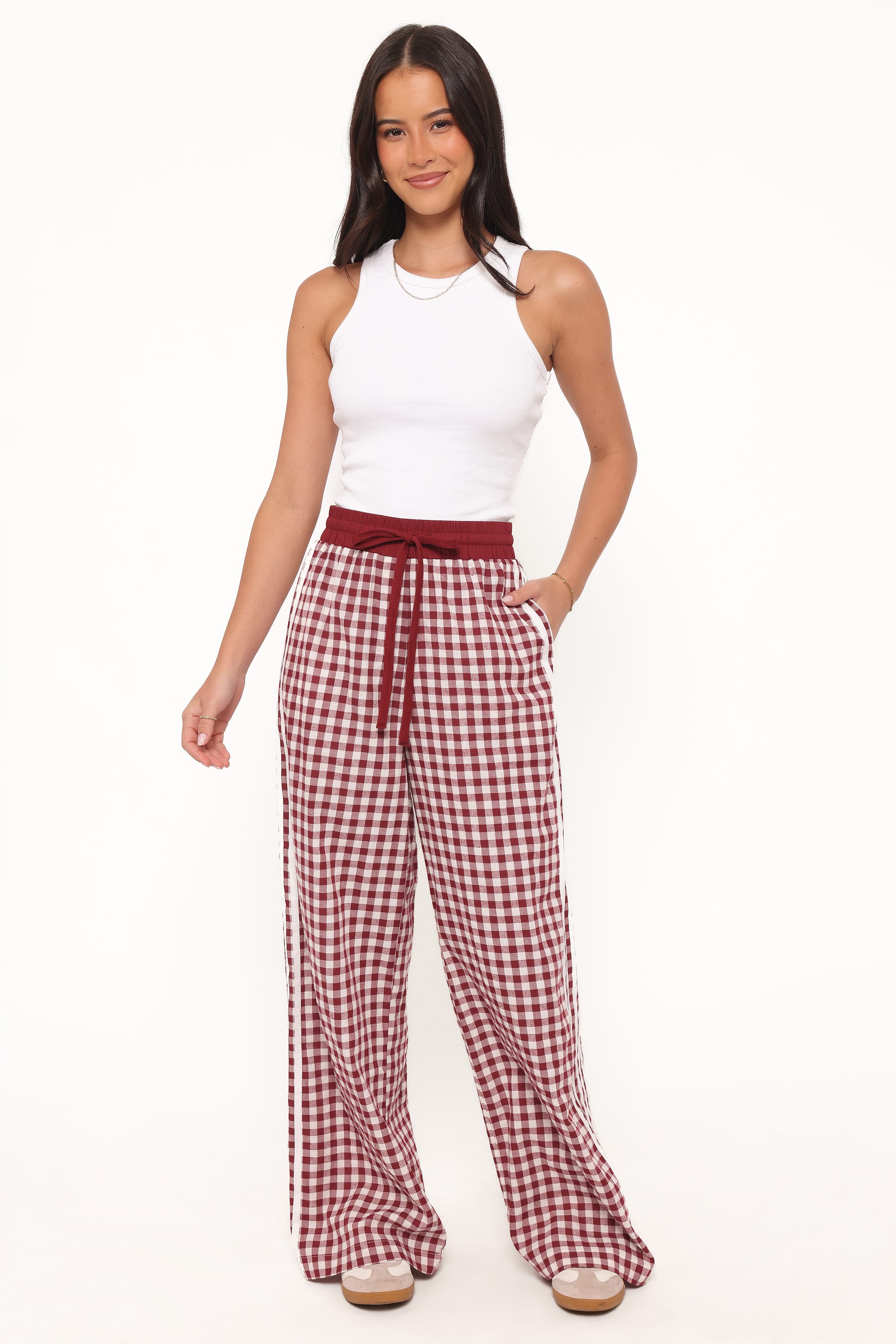 Lawson Track Pants - Burgundy Gingham