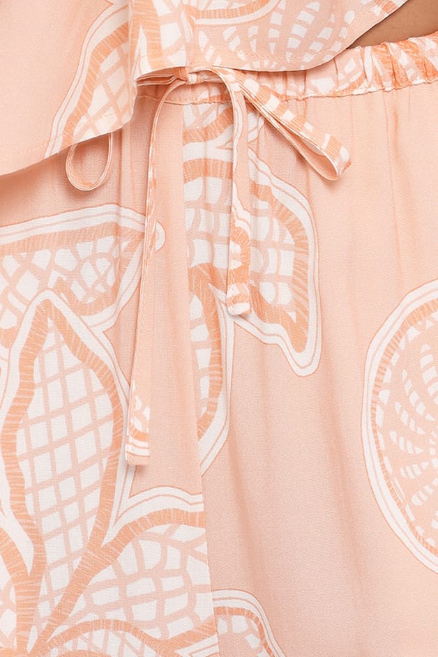 Lira Tie Waist Pant - Peach Floral