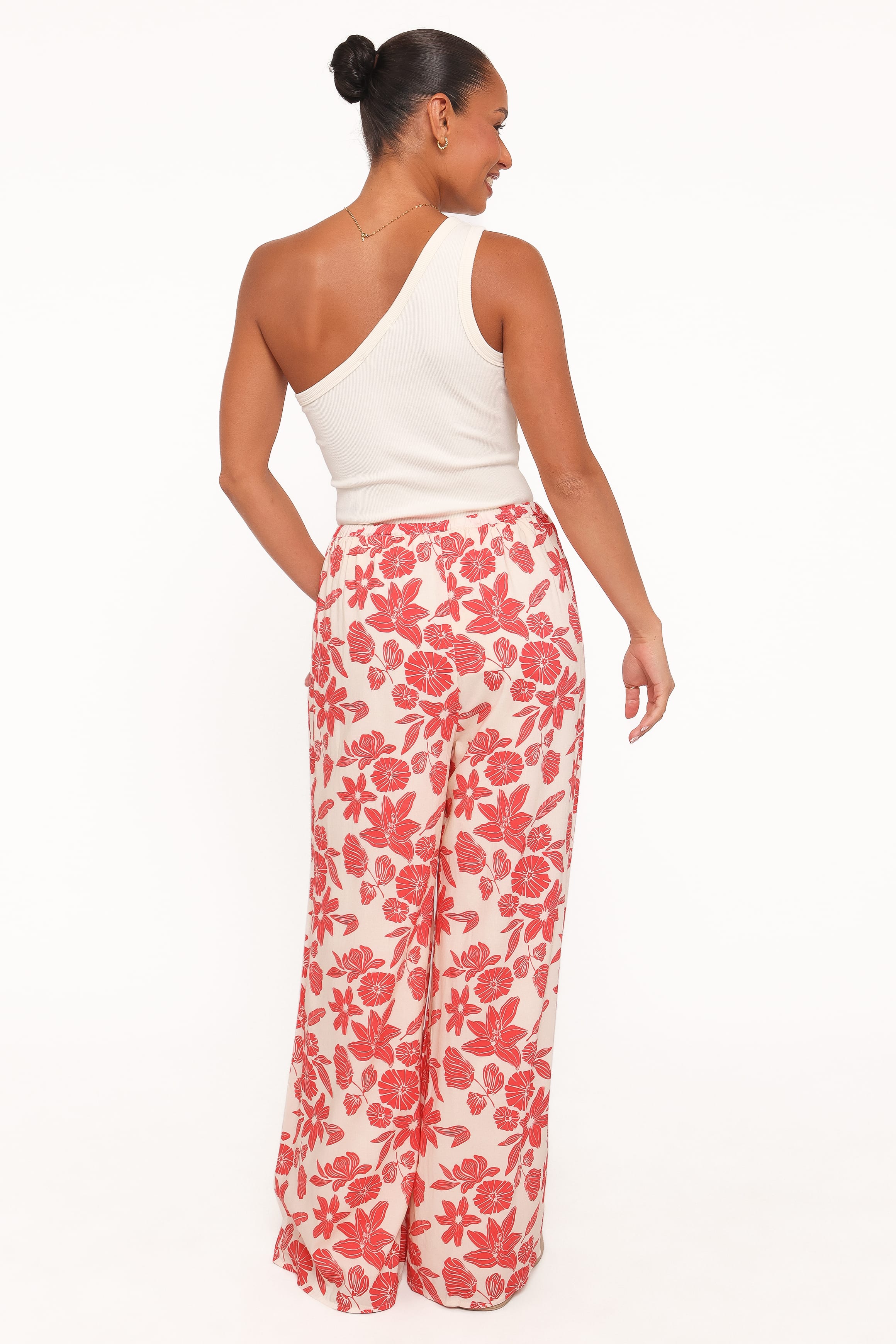 Lira Tie Waist Pant - Red Floral