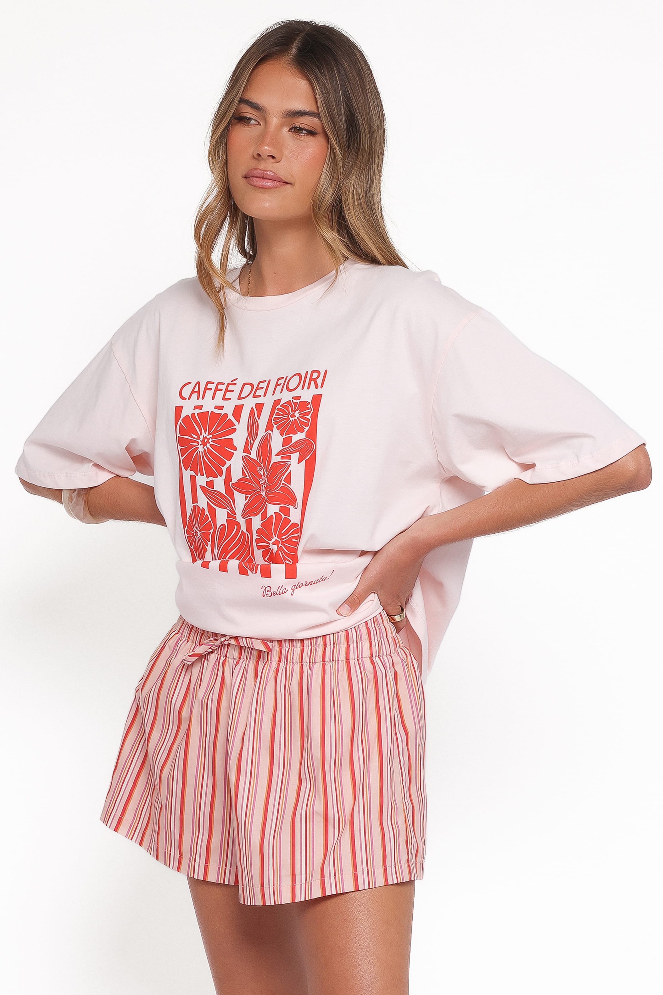 Mattina Shorts - Peach Stripe