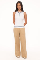 Mia Wide Leg Cropped Pant - Taupe