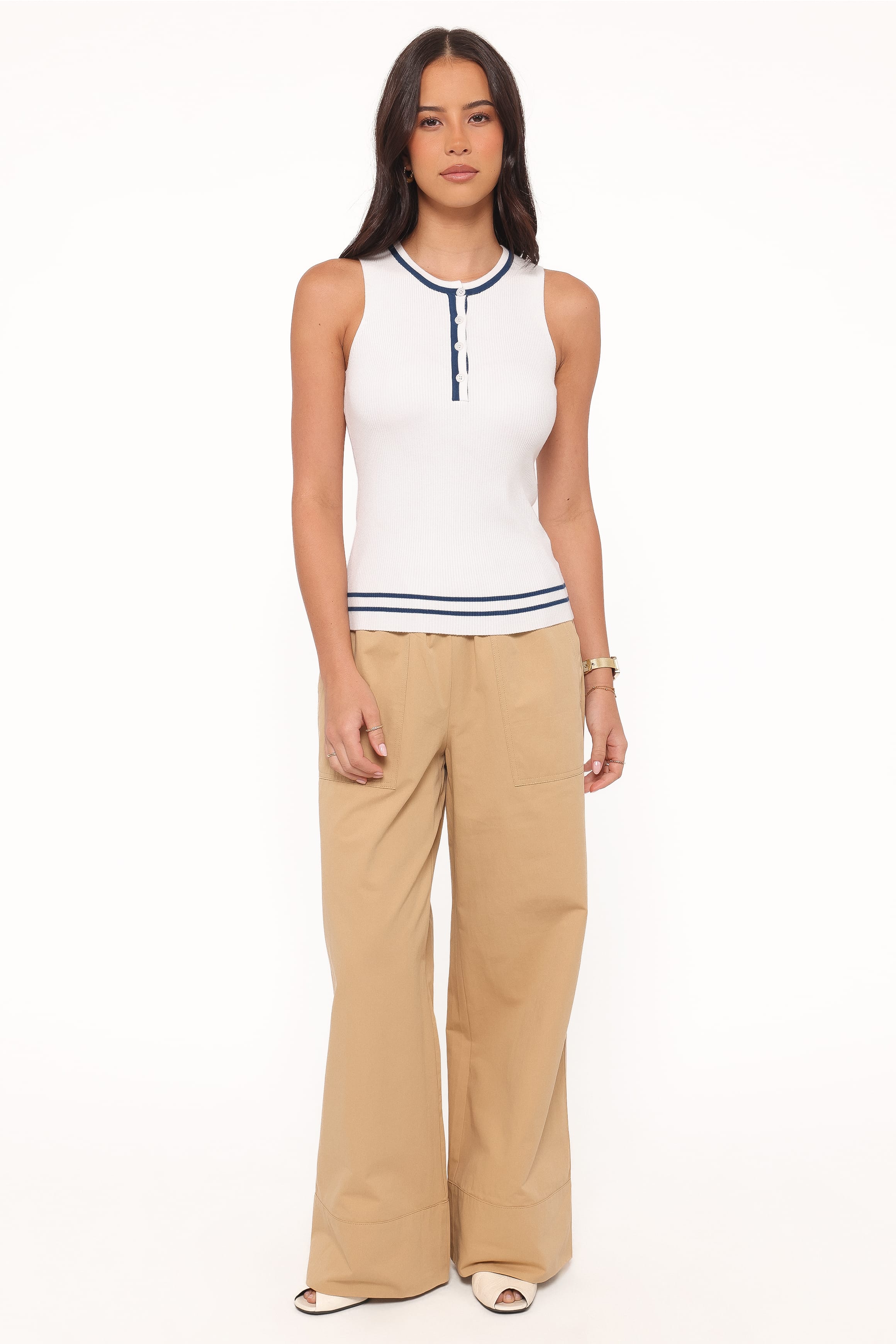 Mia Wide Leg Cropped Pant - Taupe
