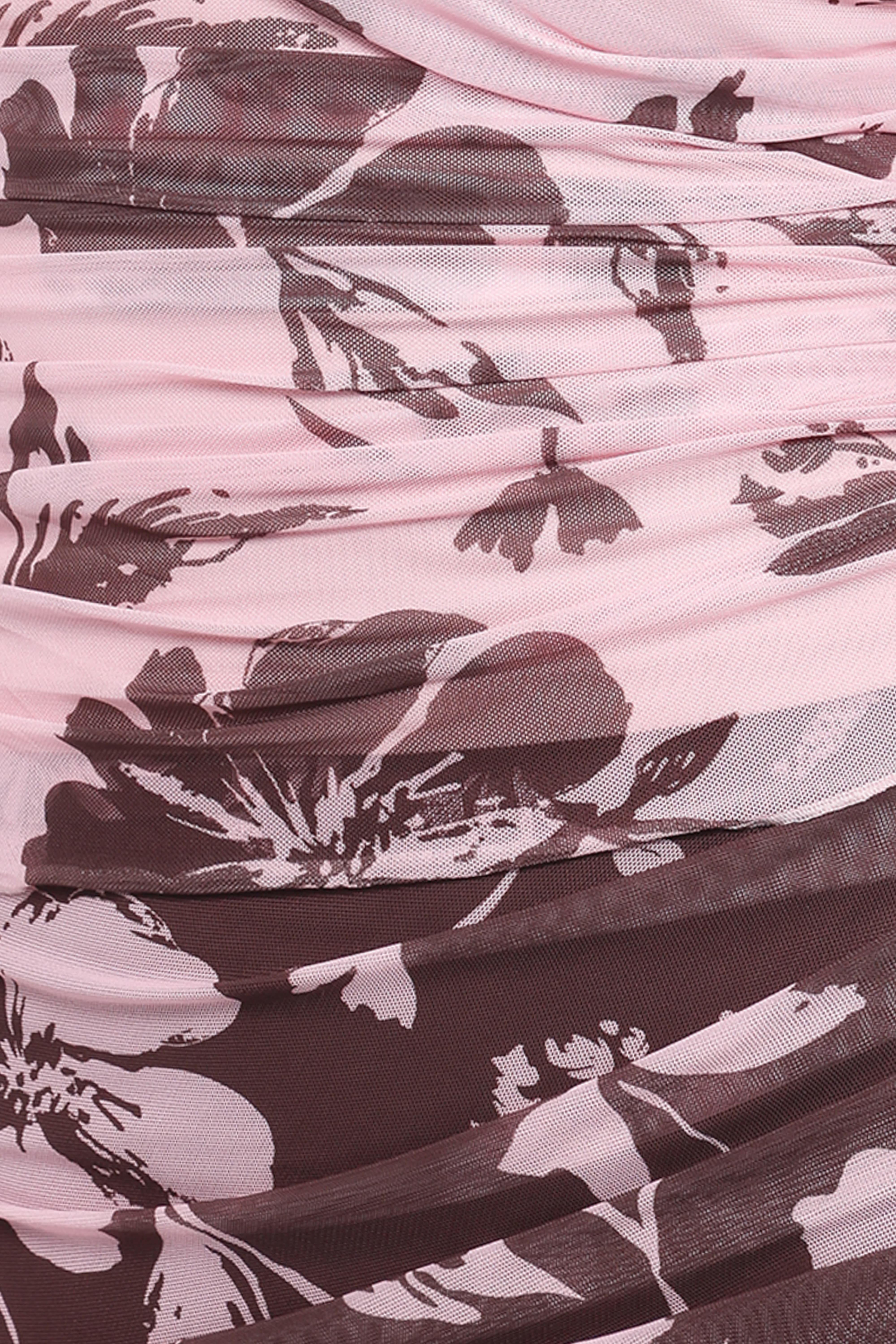 Navida Mesh Midi Skirt - Pink Brown Floral