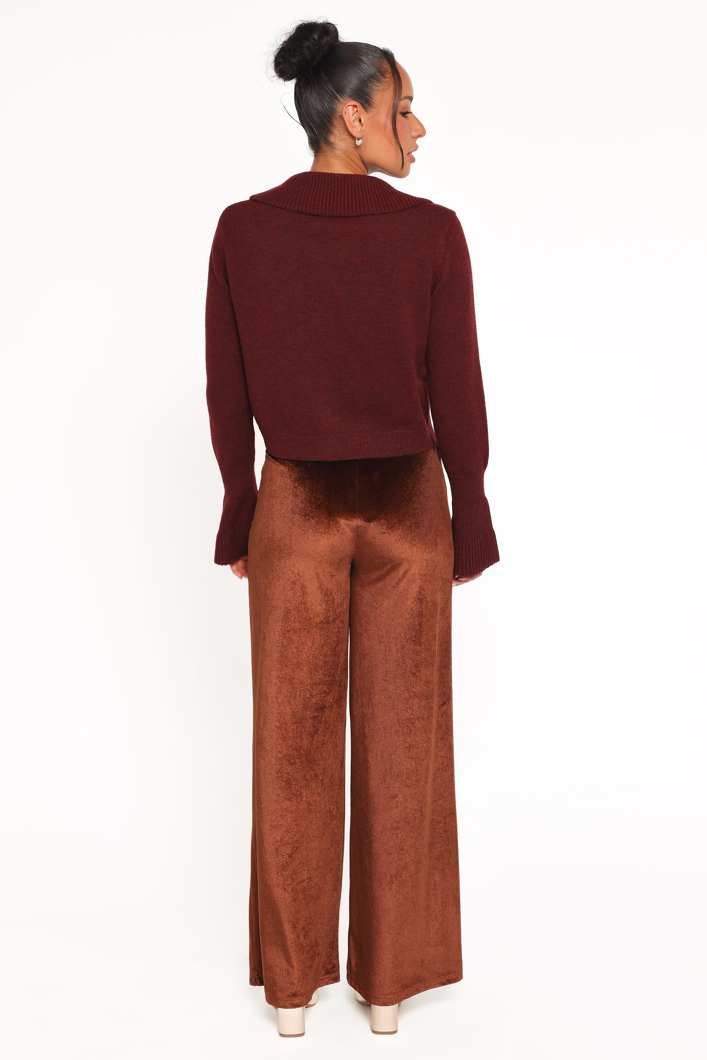 Riley Stretch Velvet Pant - Chocolate