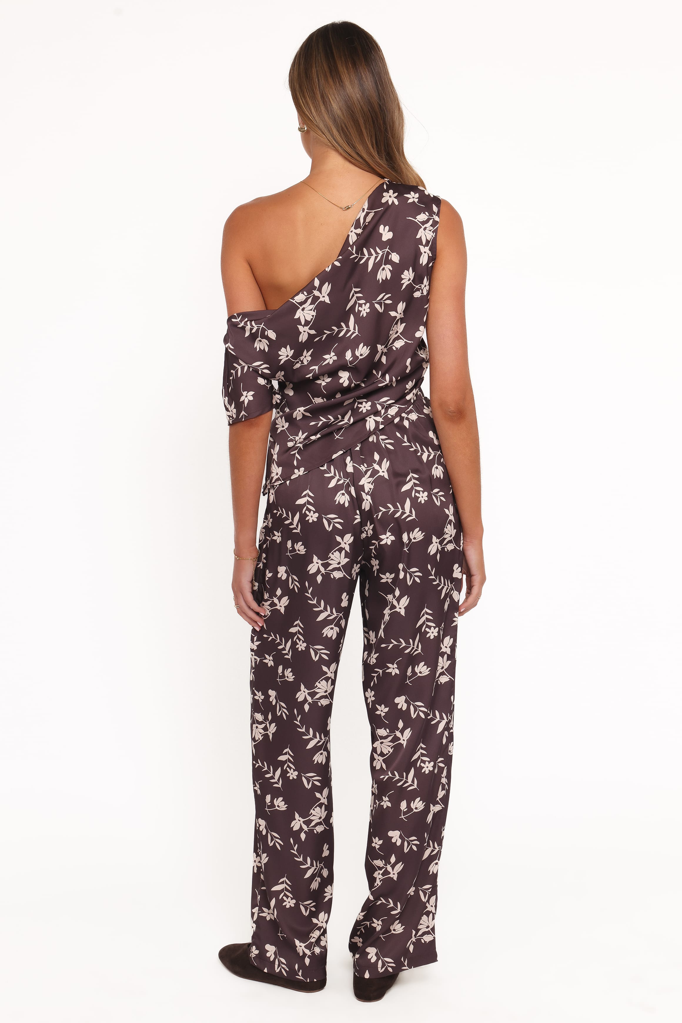 Romola Pant - Brown Cream Floral