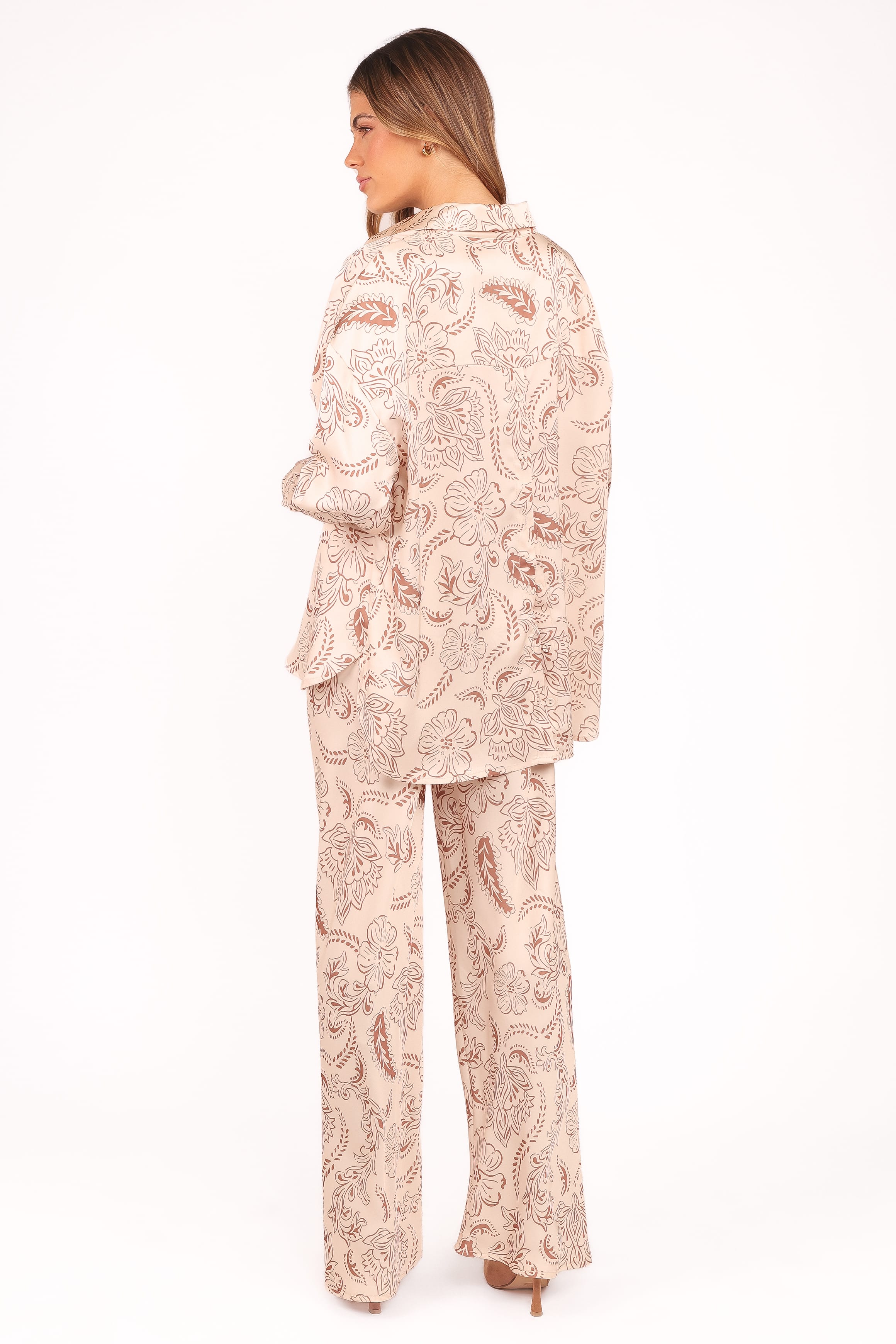 Rosalie Satin Pant - Brown Paisley
