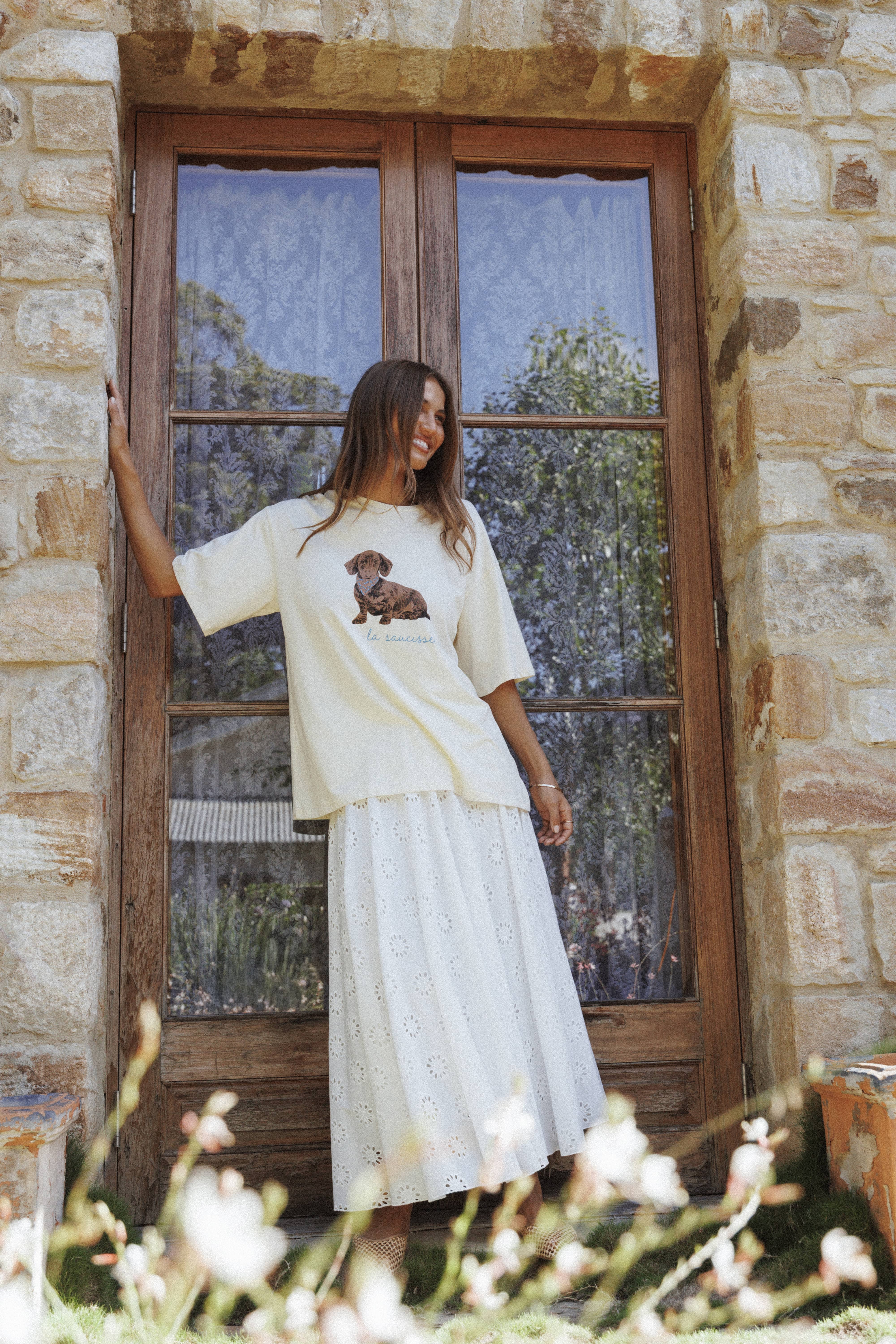 Varia Eyelet Maxi Skirt - White