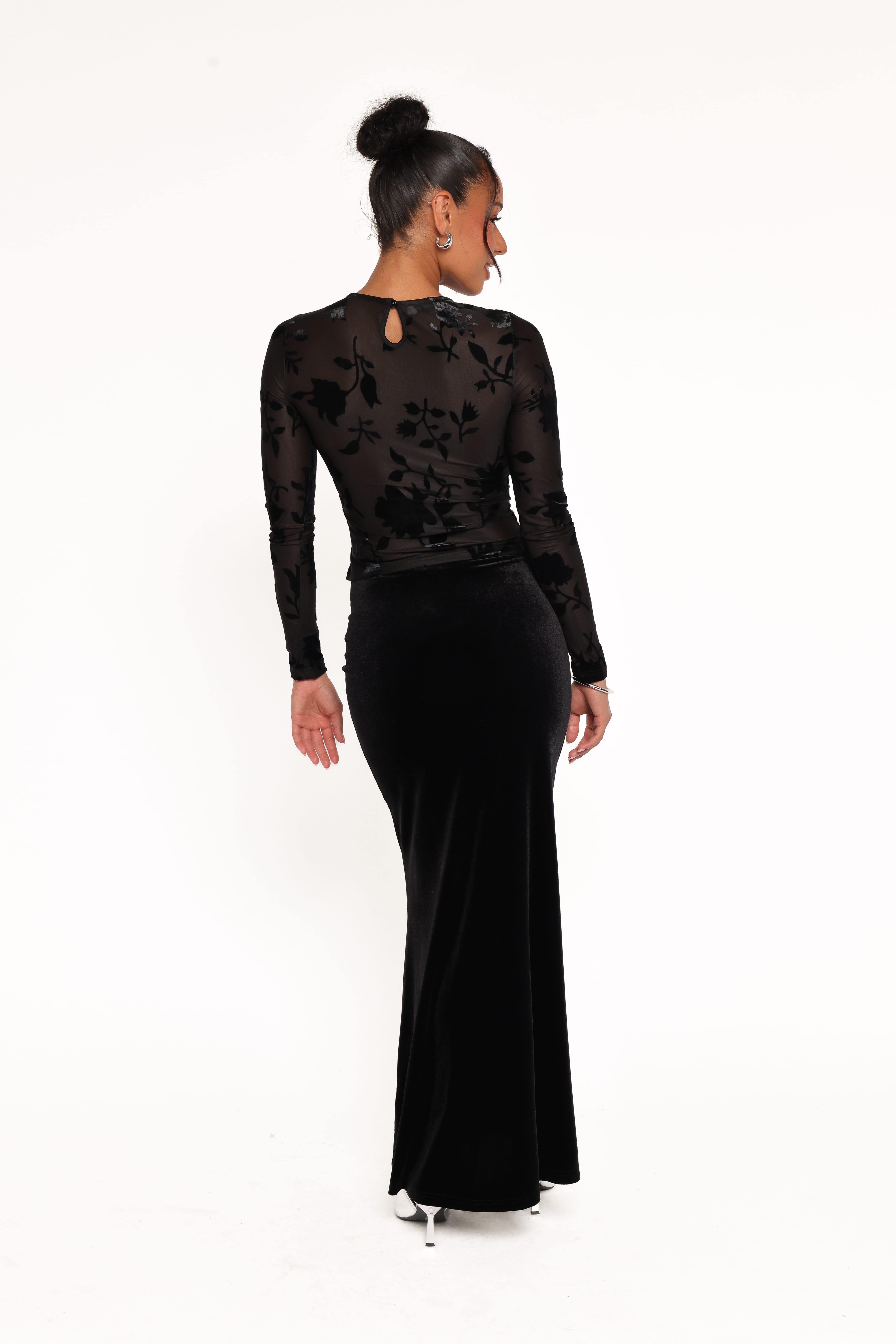 Velman Velvet Maxi Skirt - Black