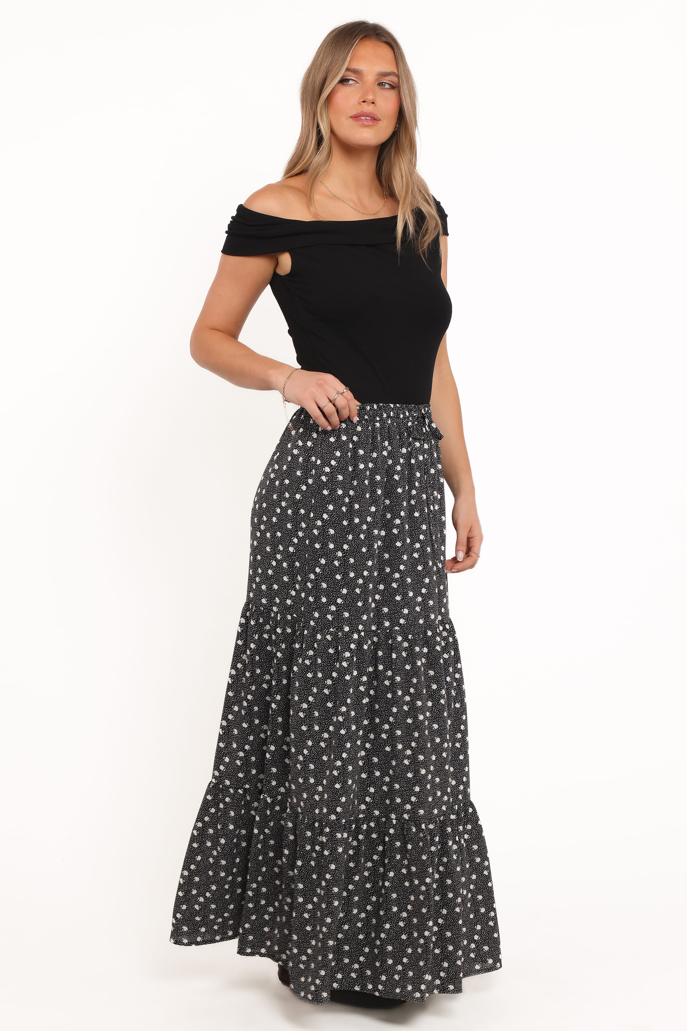 Vincent Tier Maxi Skirt - Black Floral