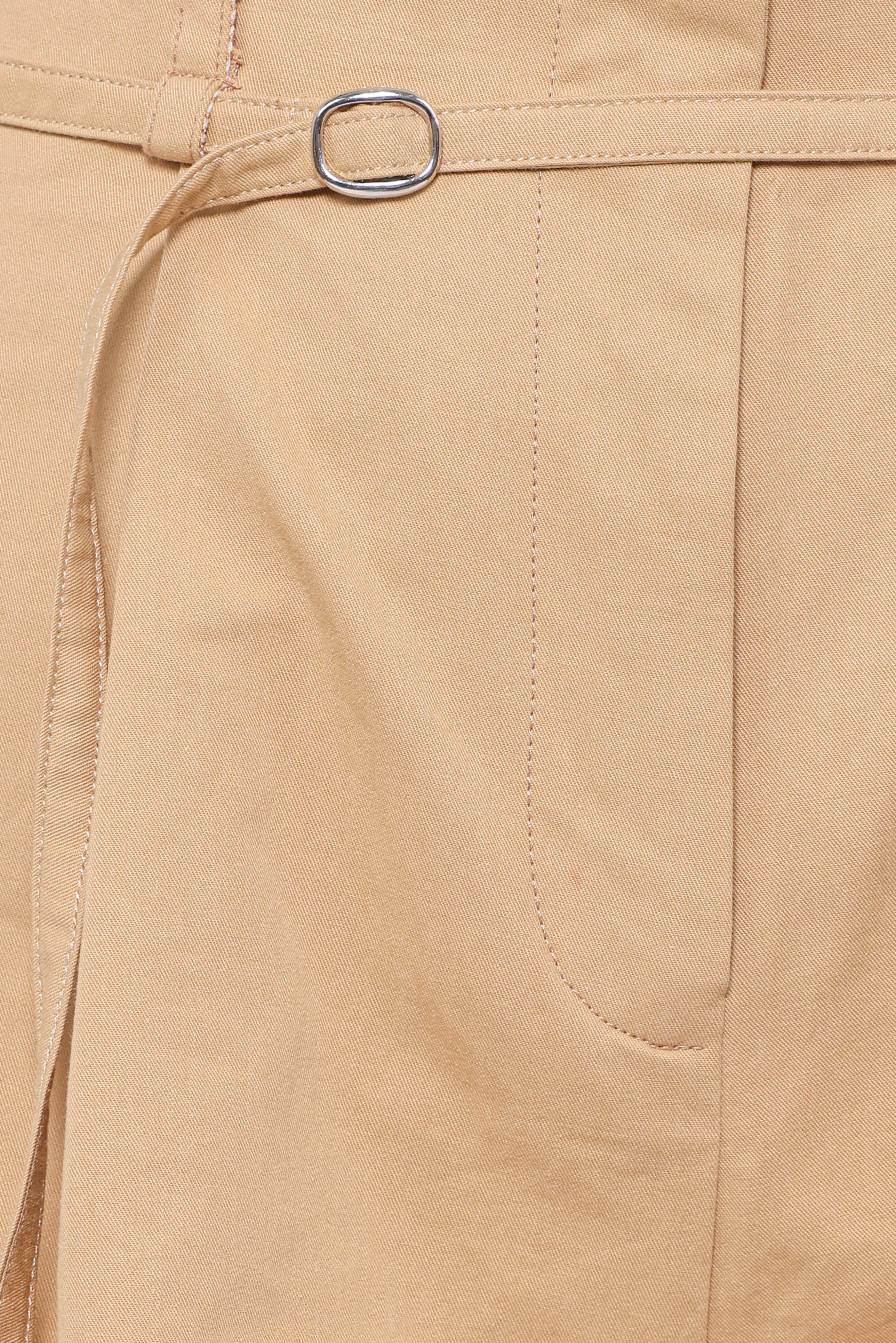 Winona Pleated Front Tailored Long Short - Taupe