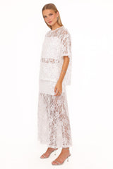 Yonder Sheer Panel Lace Maxi Skirt - White