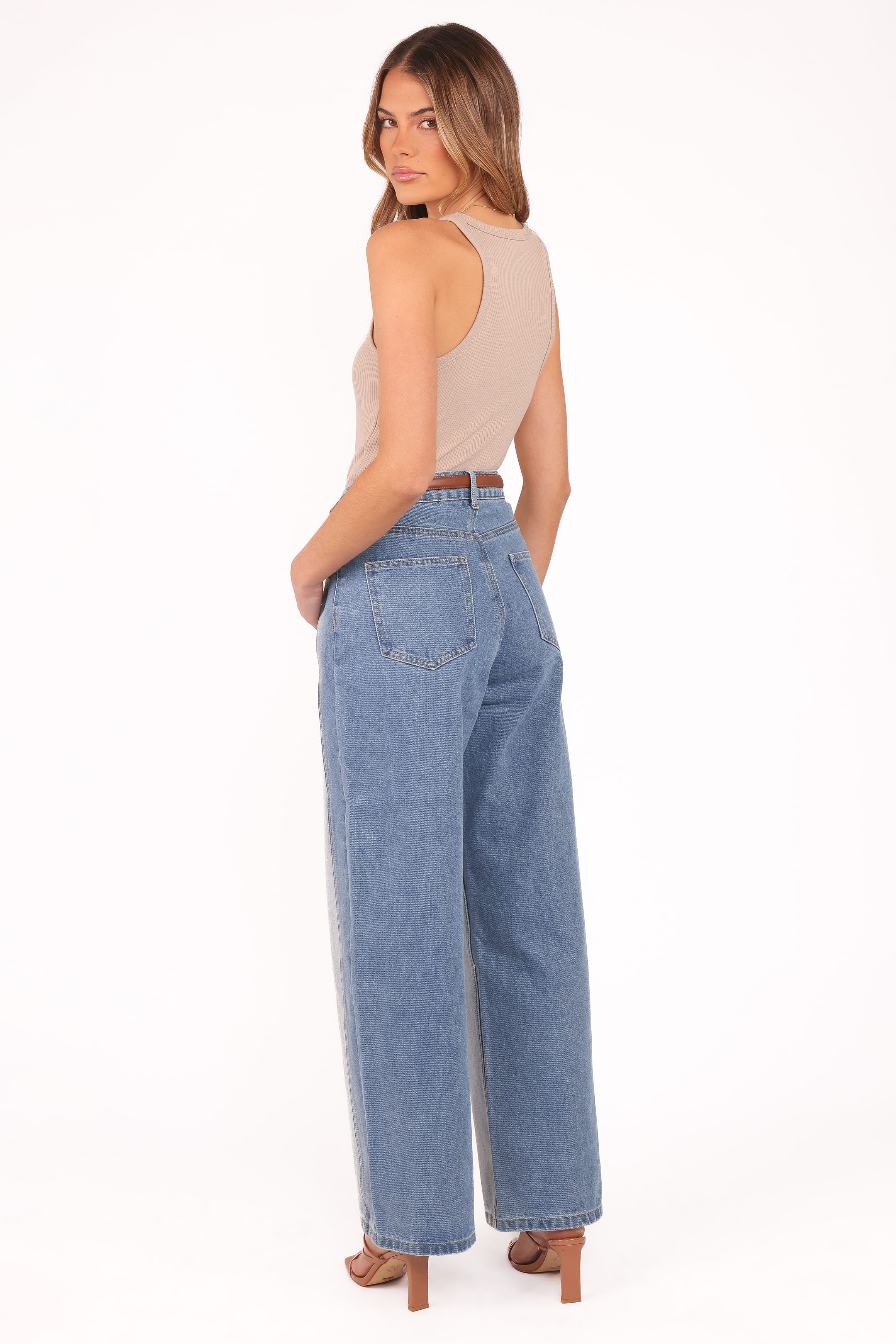 Yuri Wide Leg Jeans - Two Tone Blue