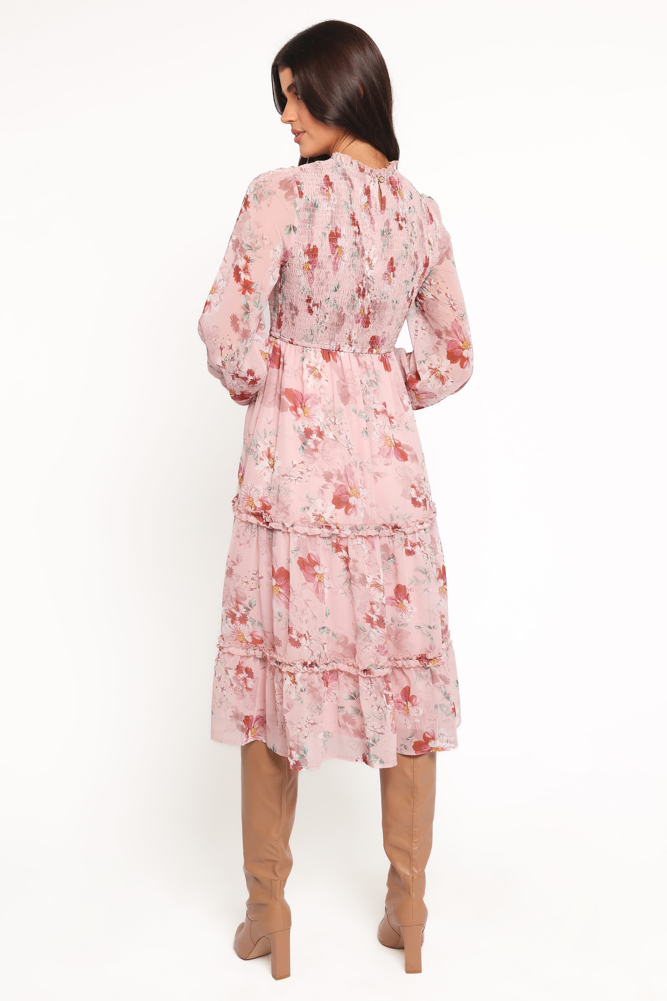 Alamea Long Sleeve Midi Dress - Pink Floral