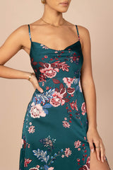 Alejandra Cowl Neck Midi Dress - Emerald