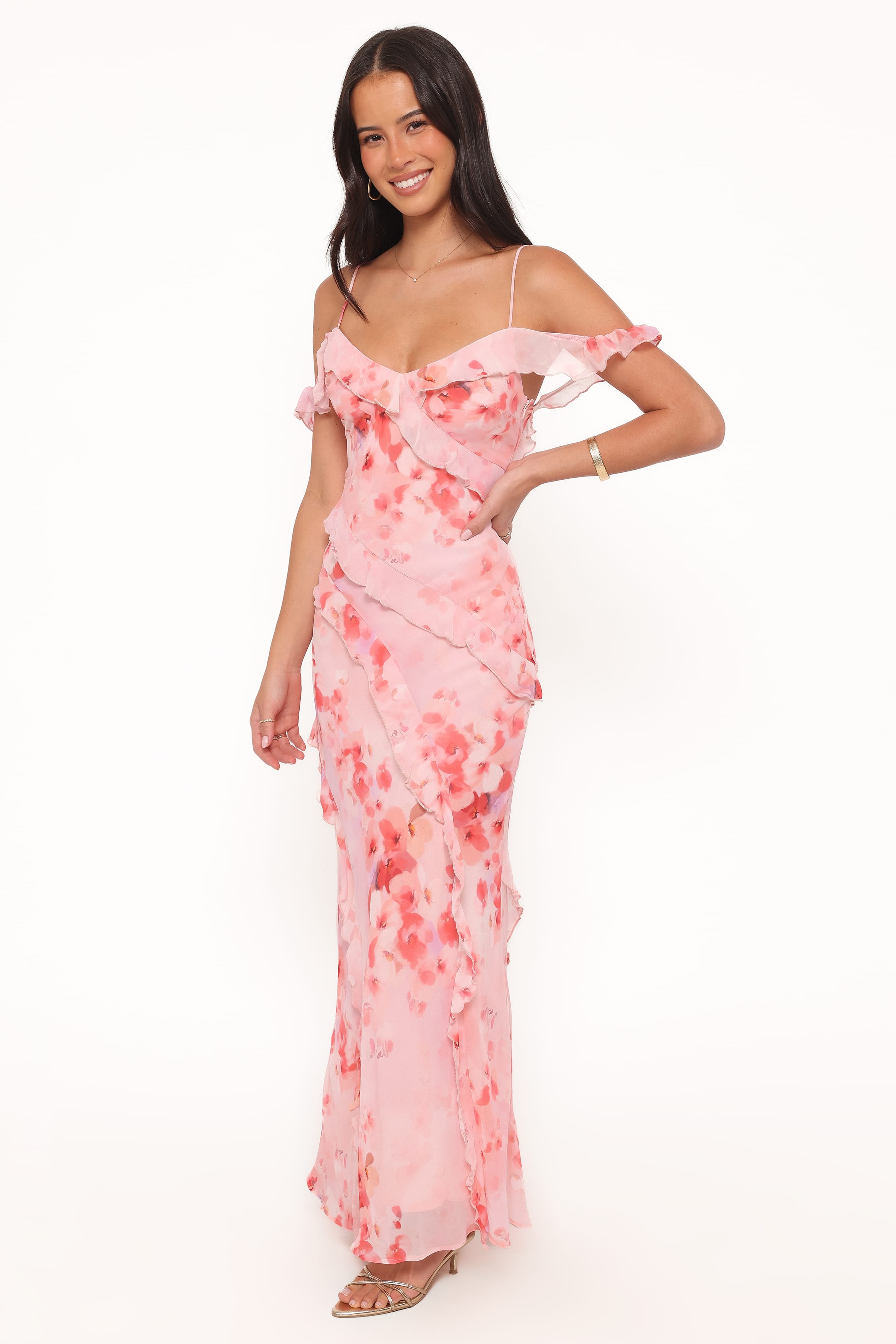 Alexia Off Shoulder Maxi Dress - Pink Floral