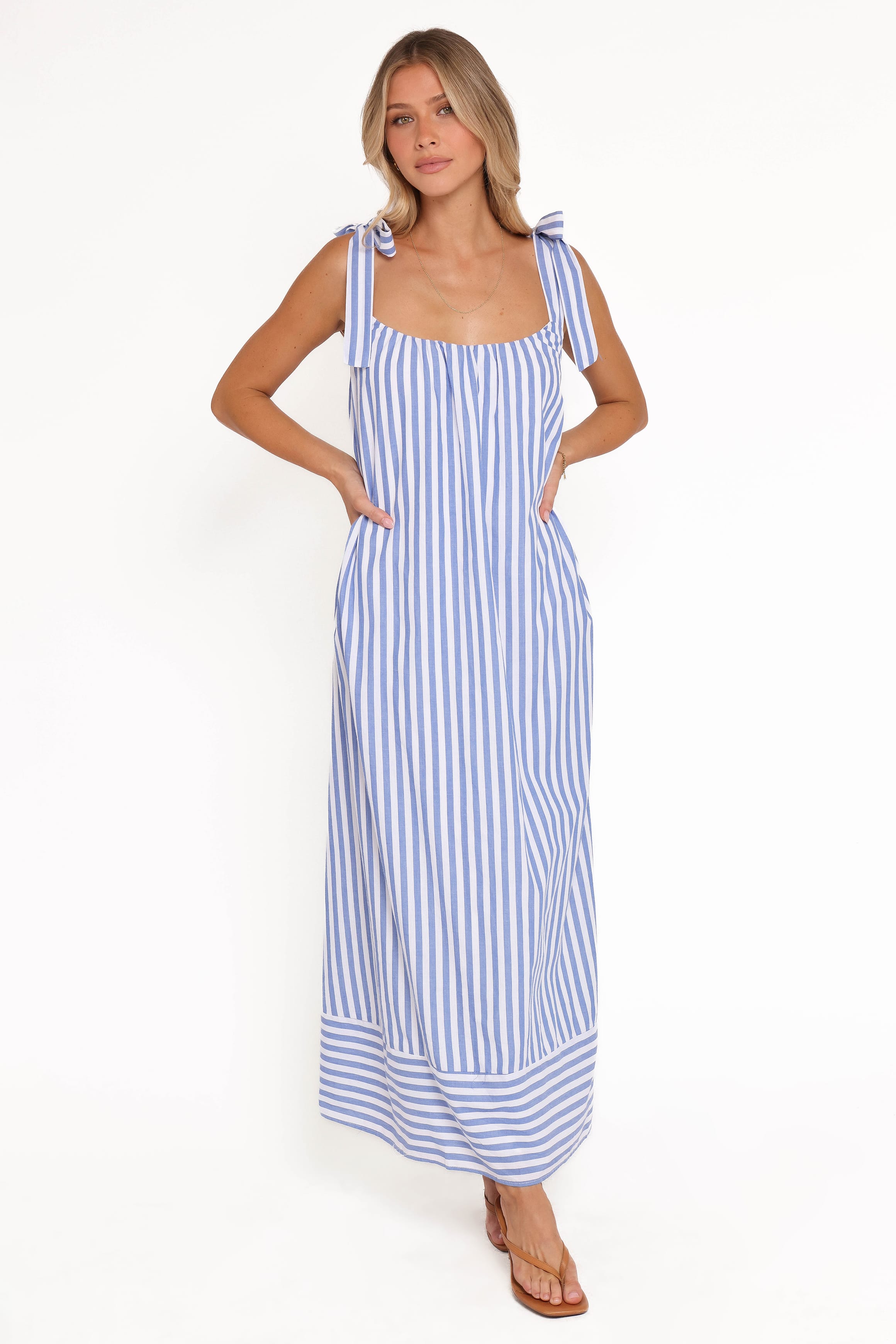 Amber Maxi Dress - Navy White Stripe